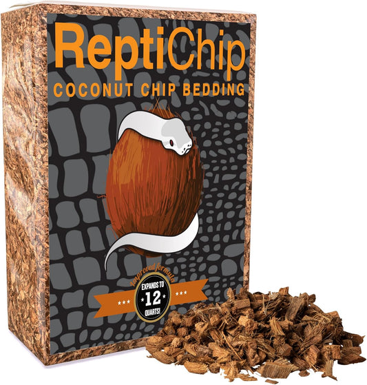 ReptiChip Reptile Bedding Loose Coconut Chip 12 Quart Coco Husk Substrate Mulch for Snake Habitat, Ball Python Terrarium, Turtle Tanks, Tortoise Enclosure