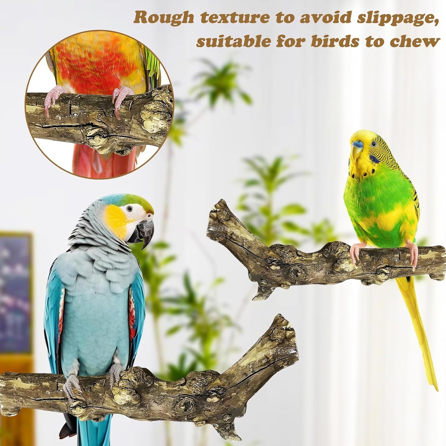 PINVNBY 3 Sizes Natural Bird Perches Wooden Parakeet Perches Bird Perches for Cage Parrot Chewing Stick Paw Grinding Exercise Training Bird Cage Accessories for Budgies Conures Cockatiels Lovebirds