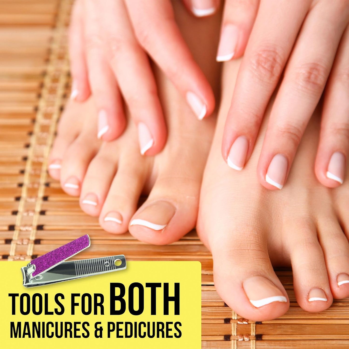 Nail Clippers Set - 2pc Purple Glitter Nail Clipper Value Pack, Big & Small Precision Nail Clippers Pack, Essential Manicure & Pedicure Tools