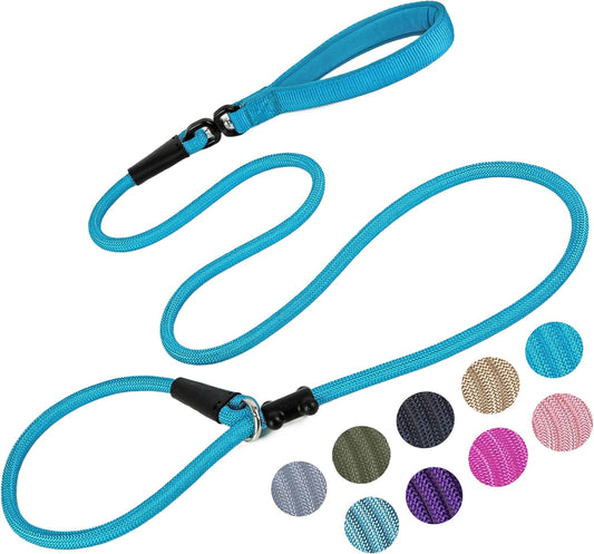 Slip Lead Dog Leash，Strong Nylon Rope Leash and Padded Handle,No Pull Outdoor Walking Training Lead for Small Medium Large Dogs(Blue, 1/2"×6ft)
