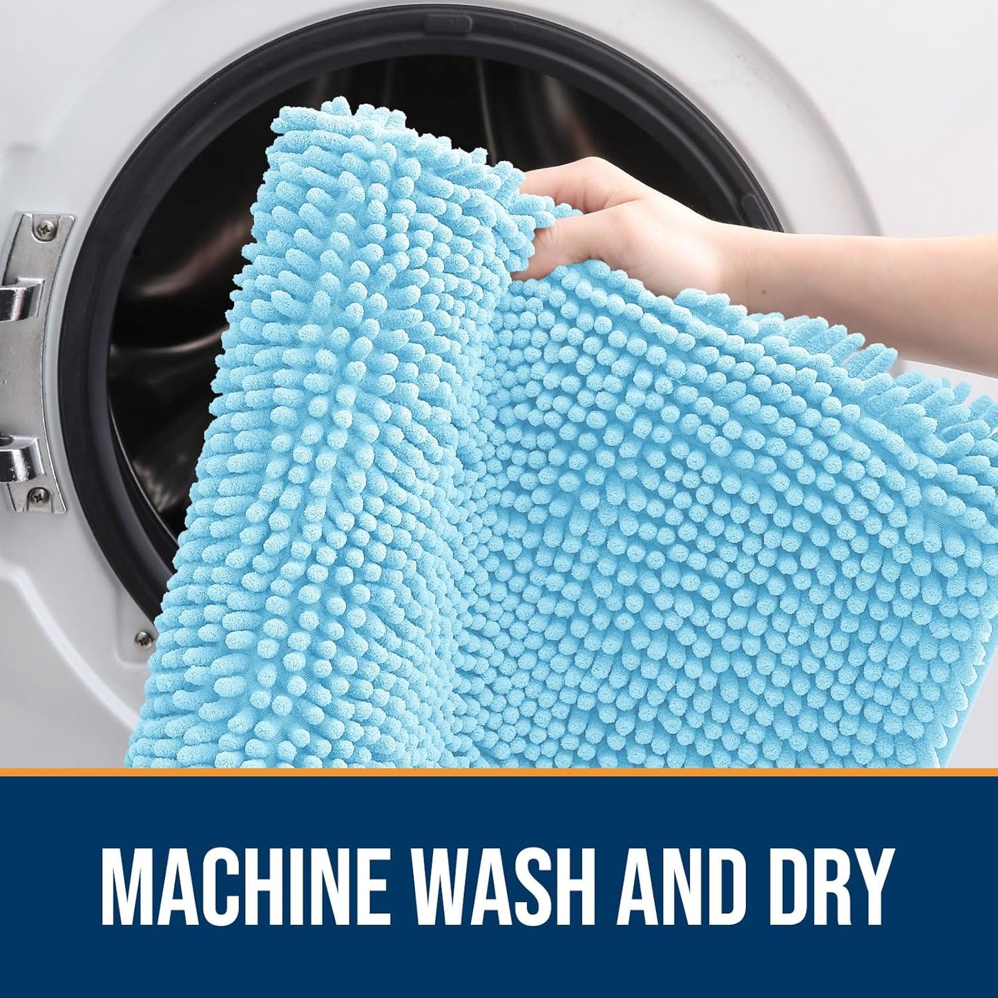 OLANLY Dog Door Mat for Muddy Paws 70x46, Absorbs Moisture and Dirt, Absorbent Non-Slip Washable Doormat, Quick Dry Chenille Mud Mat for Dogs, Entry Indoor Entryway Carpet for Inside Floor, Blue