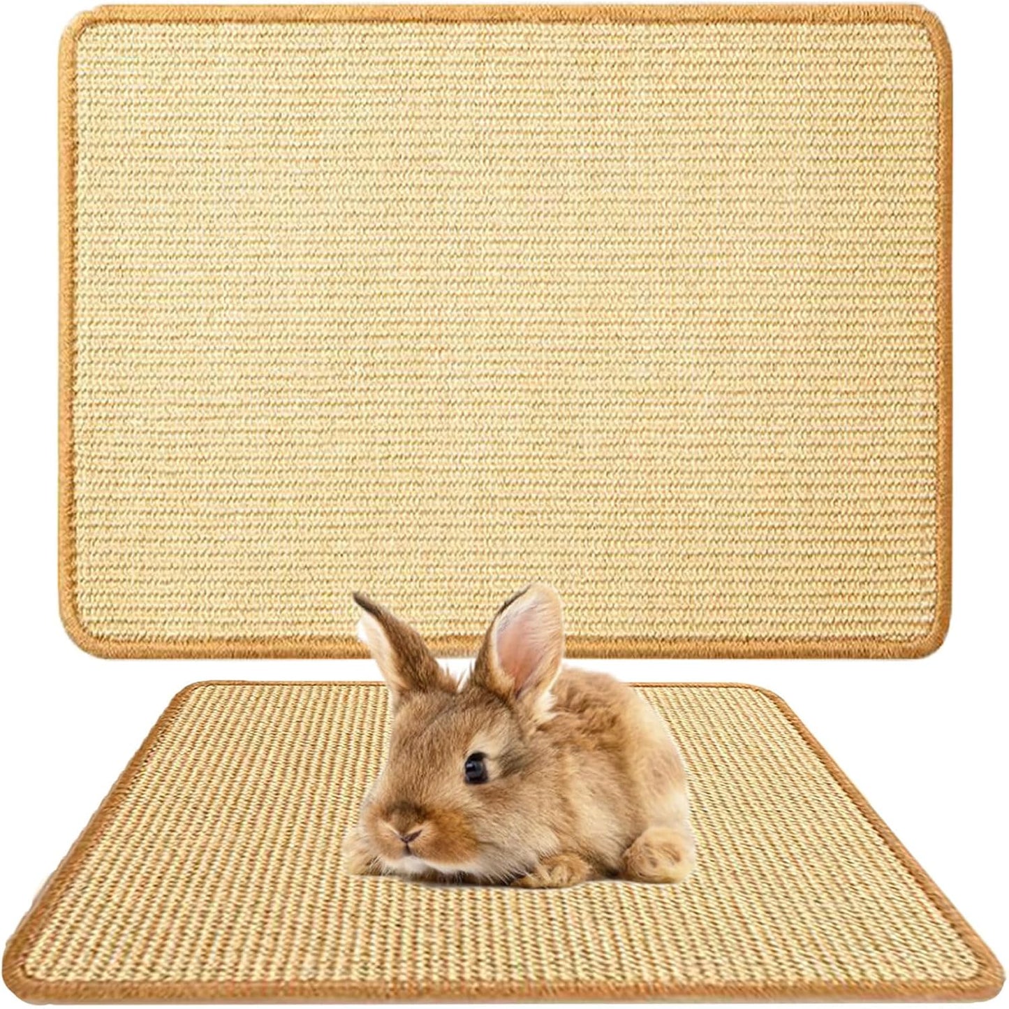 Oncpcare Rabbit Scratch Mat - Natural Bunny Scratching Pad for Claws and Teeth Care, Chew Toys, Pet Cage Bedding for Biting, Sleeping, Nesting - 24x16