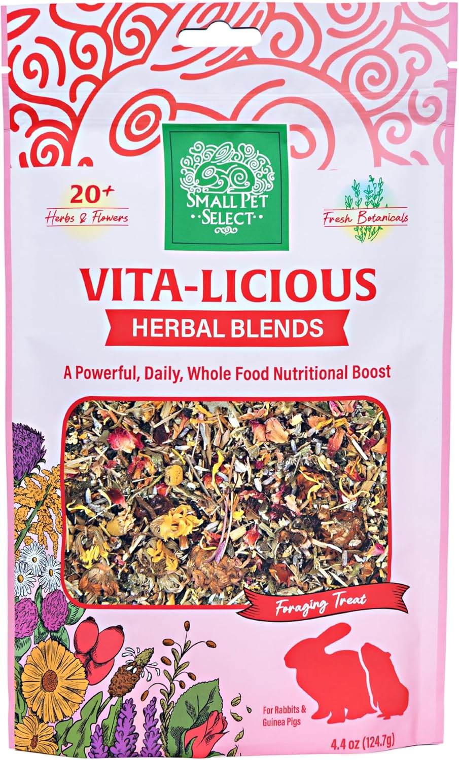 Small Pet Select - Vita-Licious Herbal Blend, a Natural Herbal Treat for Rabbits, Guinea Pigs, Hamsters, Gerbils, and Mice, 4.4oz