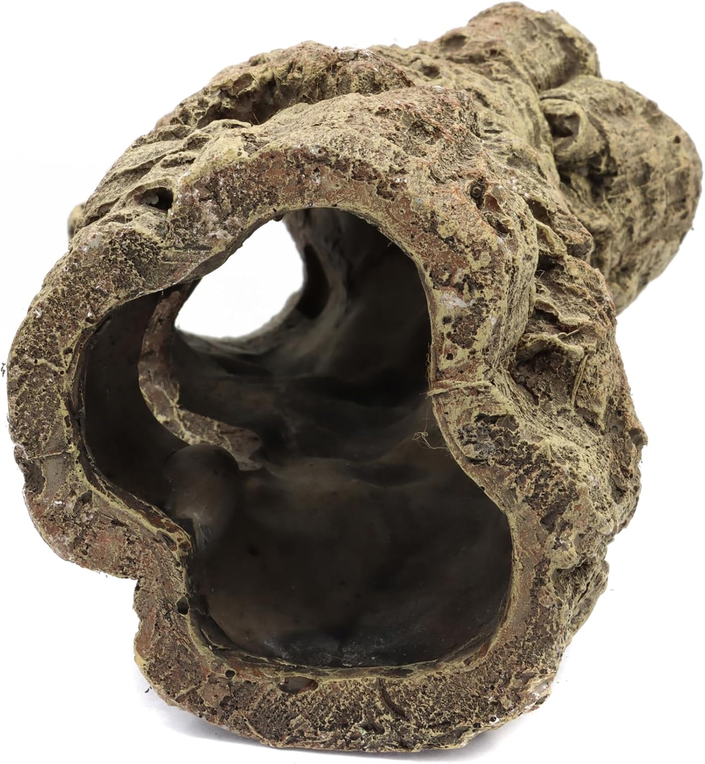 Reptile Terrarium Hideout Decor, Resin Wood Hide Decor for Reptiles, Fish, Amphibians, Small Animals (Medium)