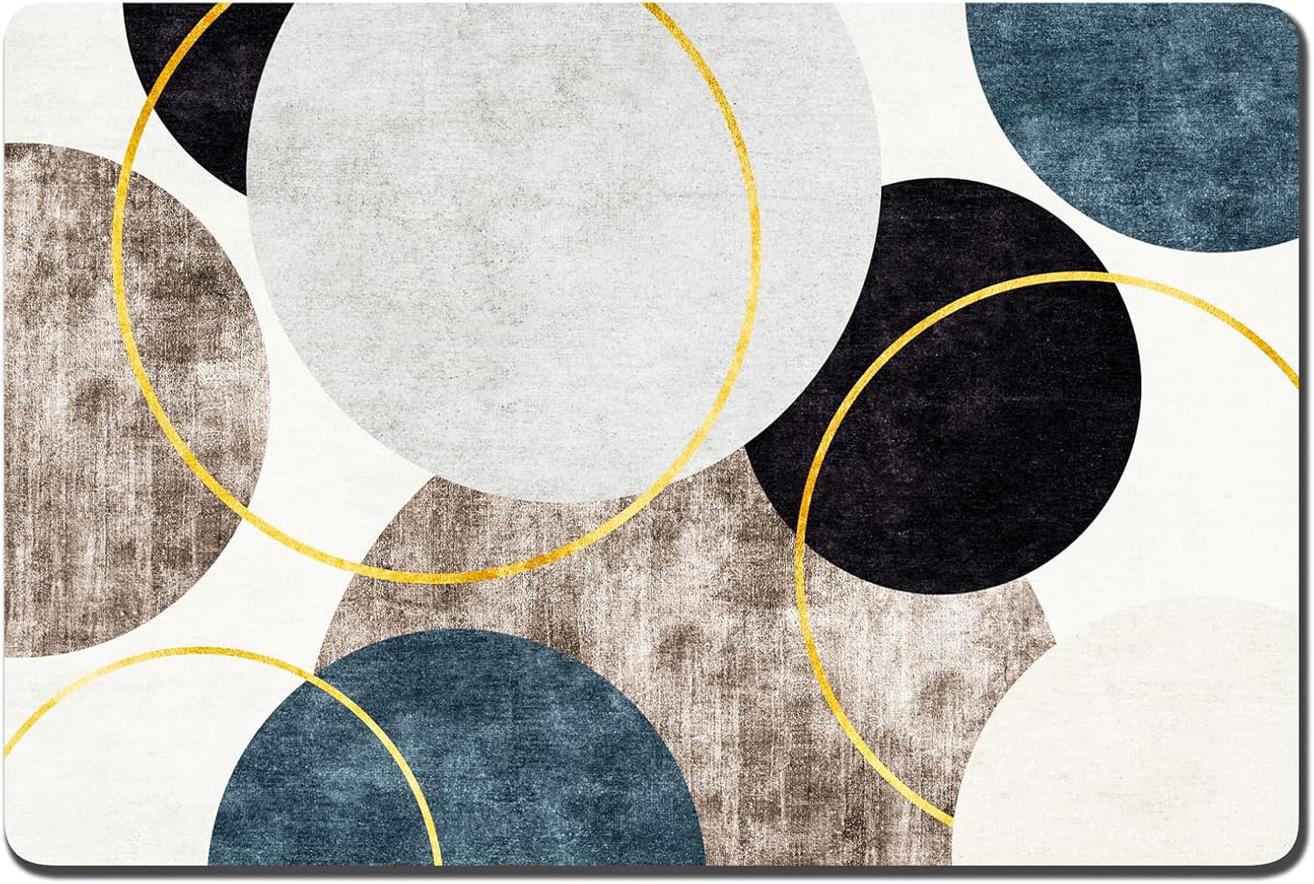 Rnivvi Dog Food Mat, 12" x 19" Boho Absorbent Dog Cat Bowl Mat for Food and Water, Cute Anti-Slip Rubber Pet Feeding Rug Protect Floors, Puppy Placemat for Feeding & Watering Supplies, Abstract Circle