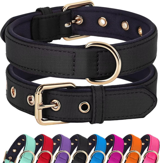 Didog Soft Padded Dog Collars for Small Dogs, Lightweight and Breathable Dog Collar with Metal Buckle for Puppy, Black, S