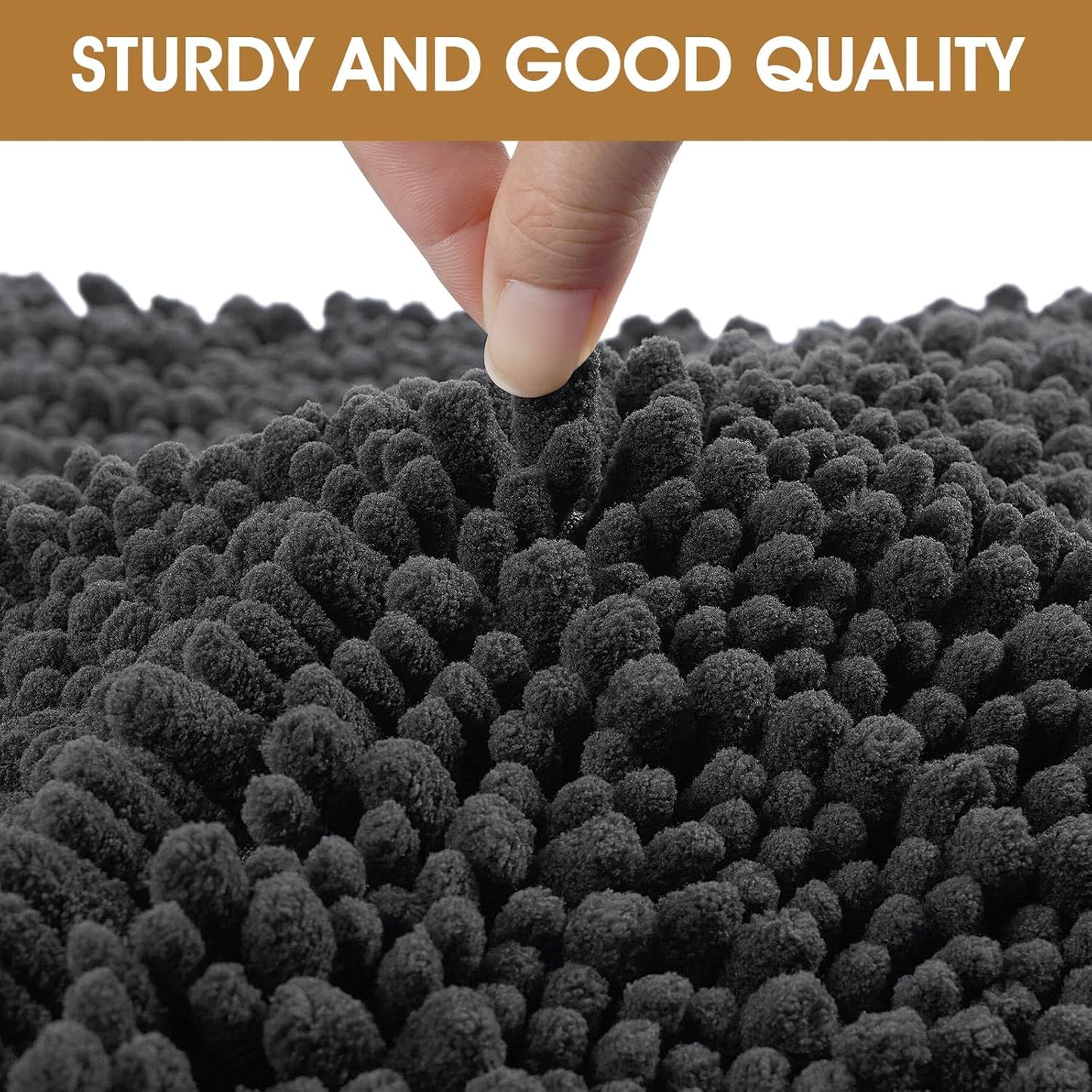 Dog Door Mats for Muddy Paws, Chenille Absorbent Door Mats, Non Slip Heavy Mud Mat for Dogs, Soft Indoor Door Mat for Entryway, Mud Paws, Inside Floor,36" X 24", Dark Grey