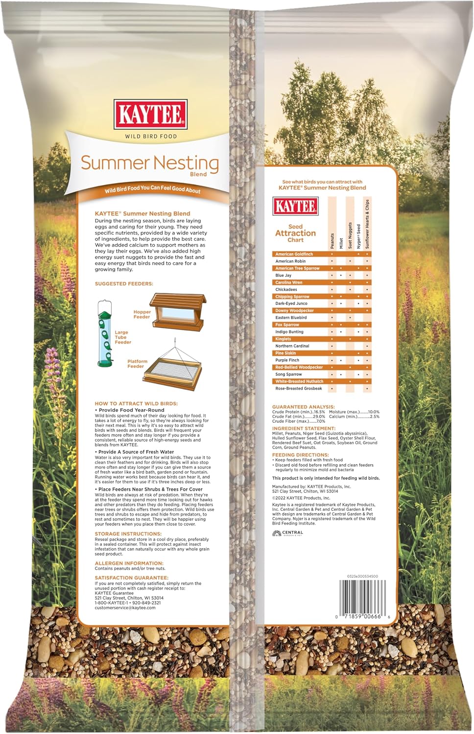 Kaytee Wild Bird Food, Summer Nesting Seed Blend, 8 lb