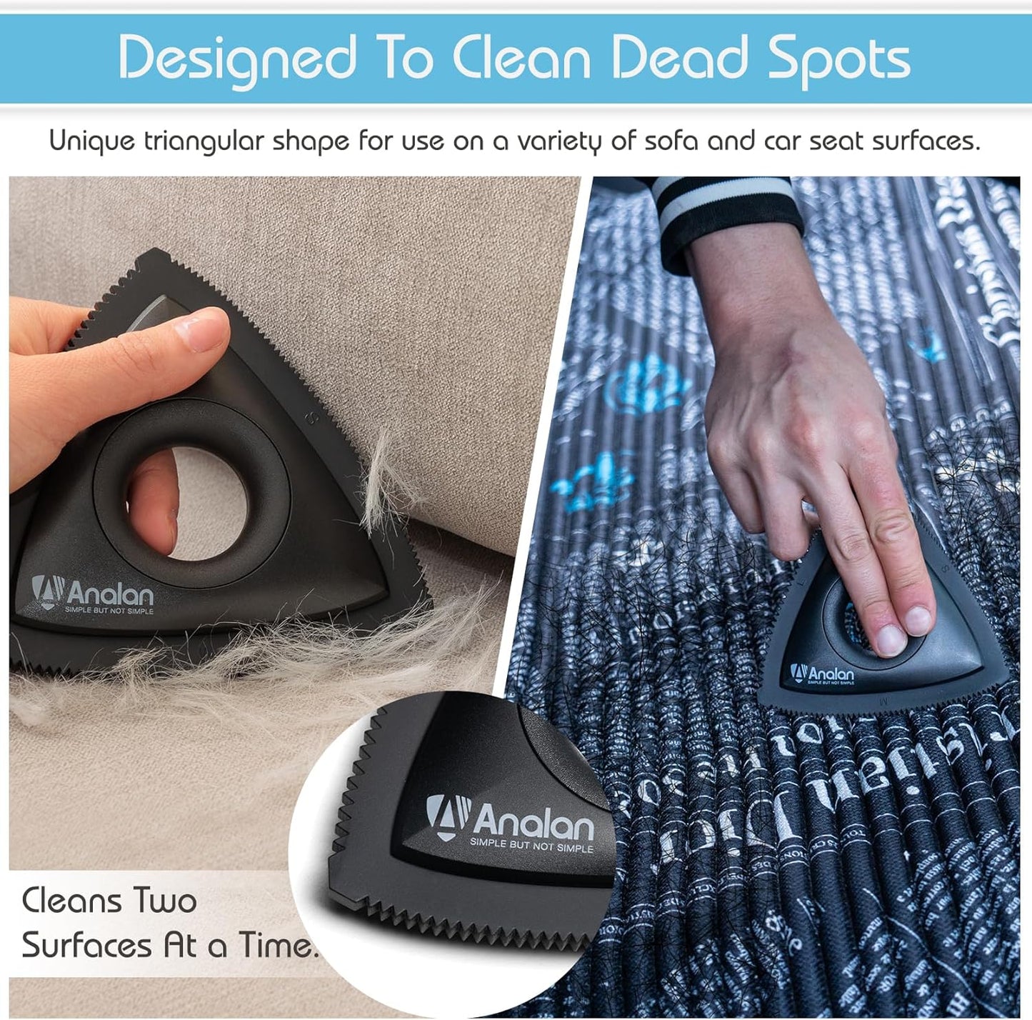 Analan Mini Pet Hair Remover for Car Detailing Supplies, Carpet Dog Hair Remover for Car Interior, Triangle Dog Hair Remover for Auto Detailing, Couch, Furniture, Lint, Carpet (Sunset Orange)