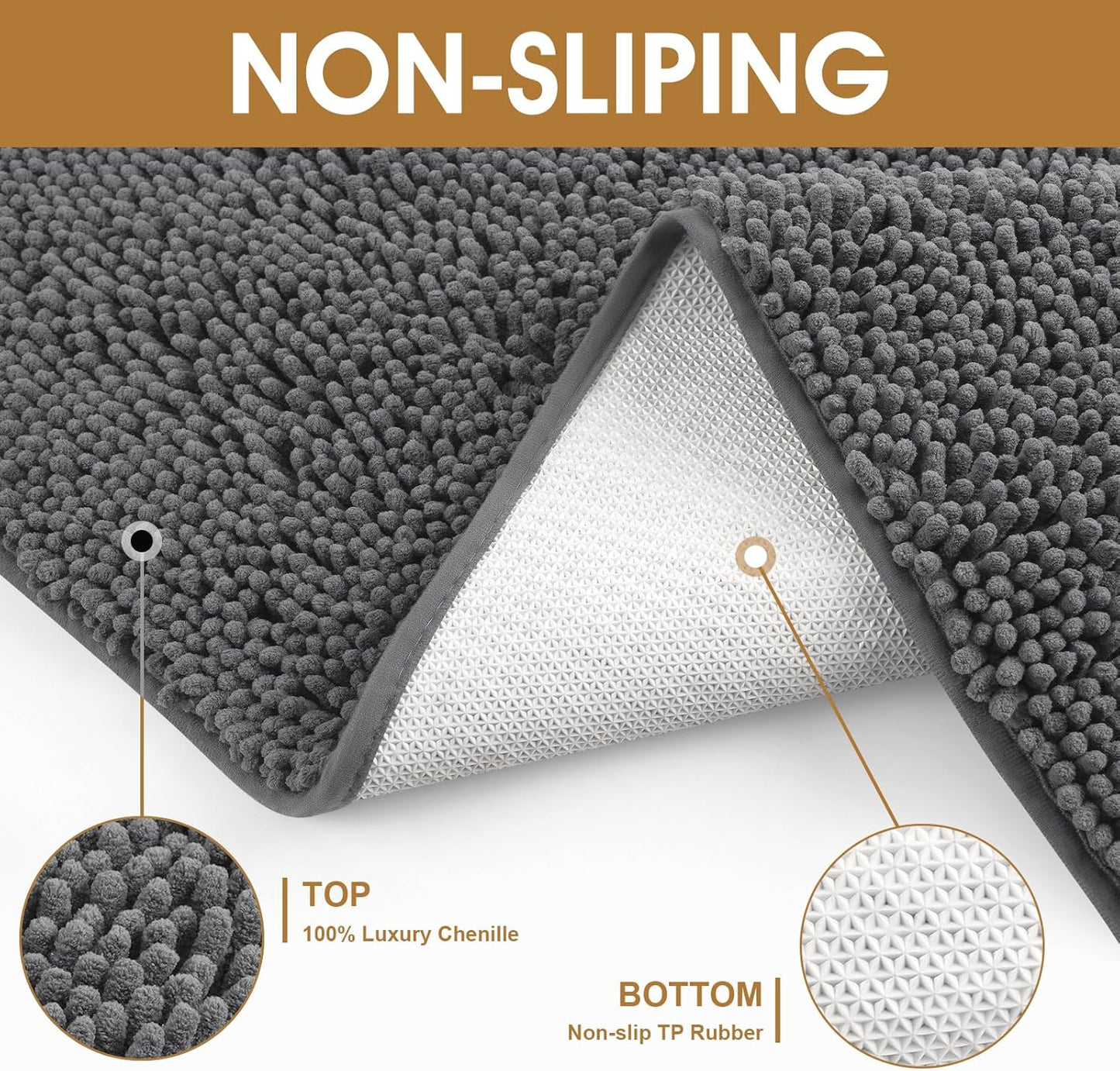 IM HOME Extra Large Dog Door Mats for Muddy Paws, Chenille Absorbent Dog Mats, Non Slip Heavy Mud Mat for Dogs, Soft Pet Mat for Entryway, Mud Paws, Inside Floor,71" x 25", Grey