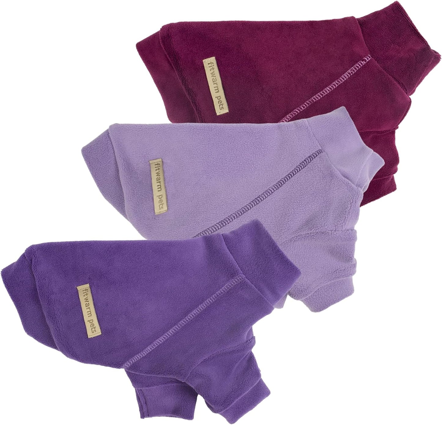 Fitwarm 3 Pack Classic Fleece Dog Sweater, Turtleneck Dog Sweatshirt, Dog Winter Clothes for Small Dogs Boy Girl, Pet Pullover Jumper, Cat Apparel, Purple, MediumPurple, Dark Red, XXL