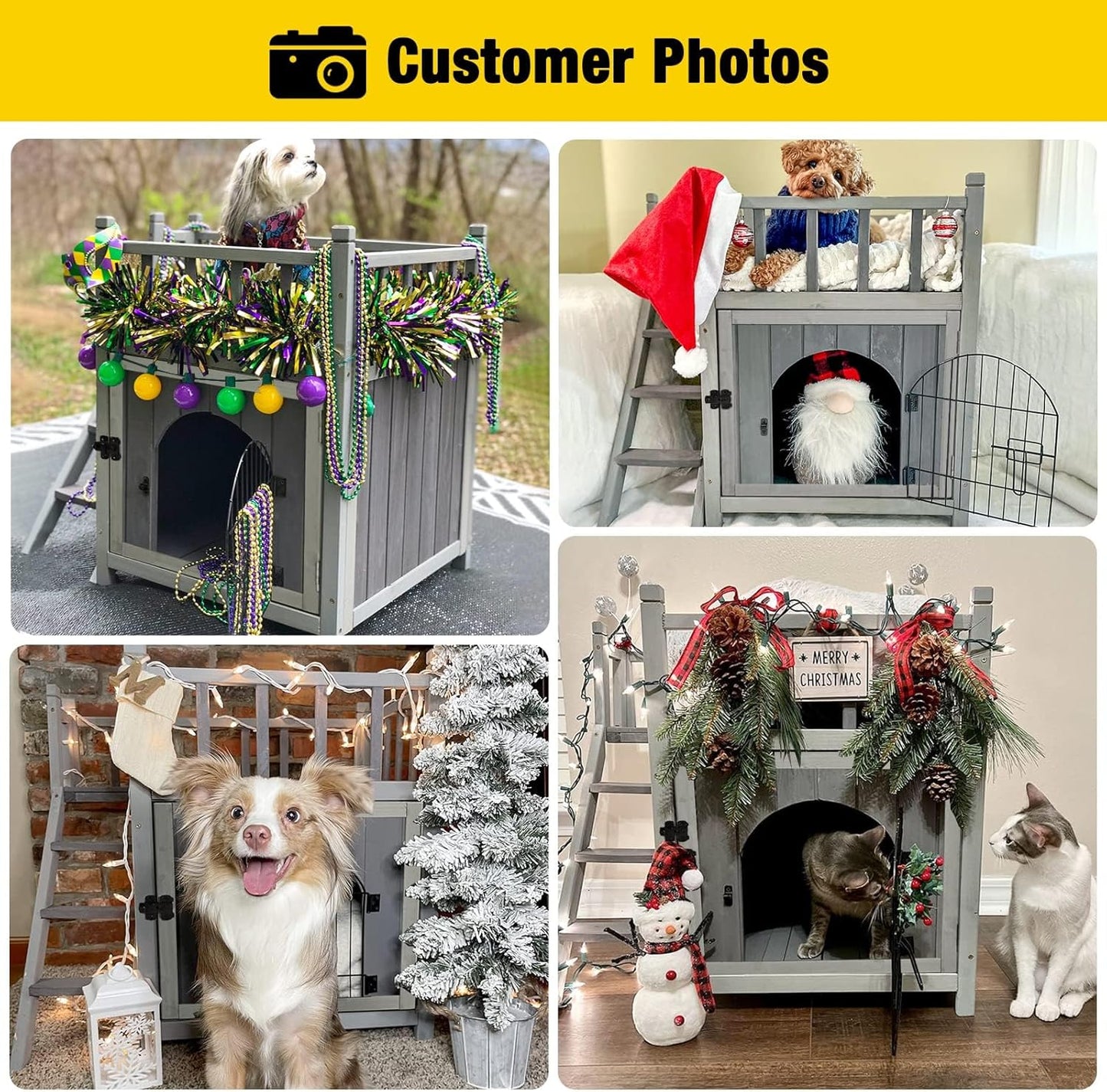 Aivituvin Dog House Feral Cat House Outdoor and Indoor,Pet Houses with Stairs,2 Storys