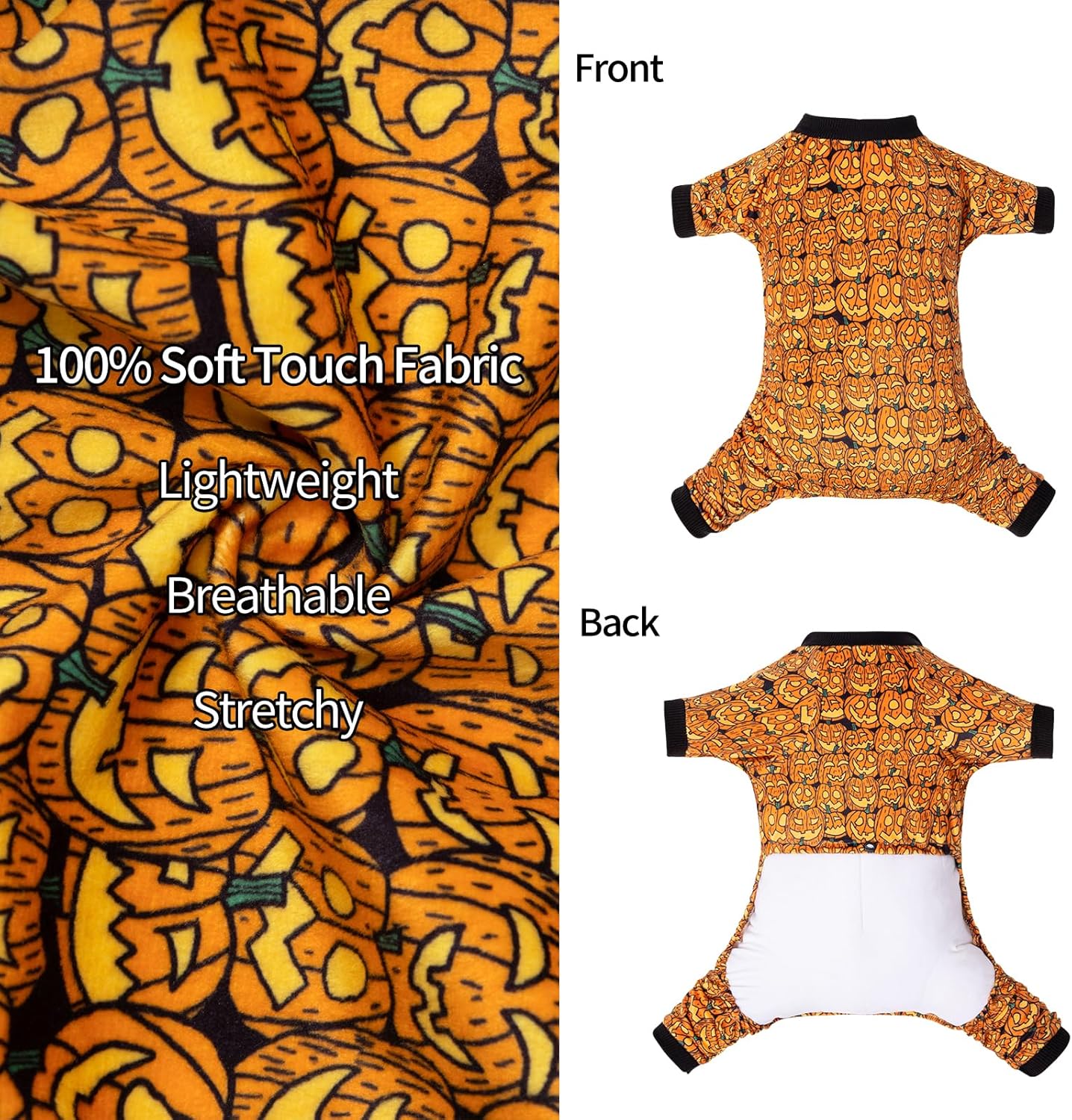 CuteBone Dog Halloween Pajamas Puppy Onesies Small Dogs Soft Pjs Coat Cat Apparel Comfy Pet Clothes Outfit Doggie Bodysuit P301S