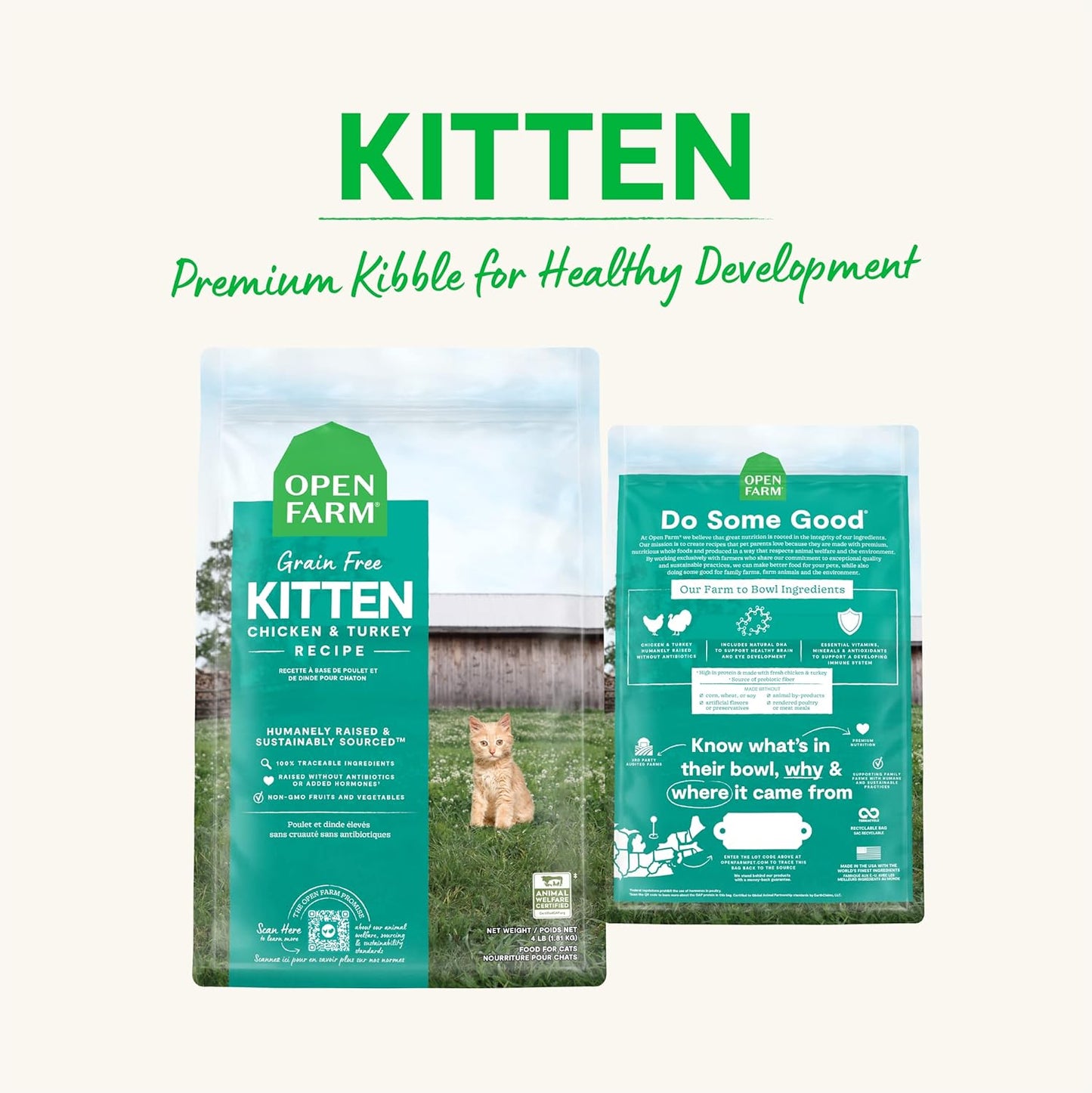 Open Farm Grain Free Kitten Recipe, Chicken & Turkey, 2 lb
