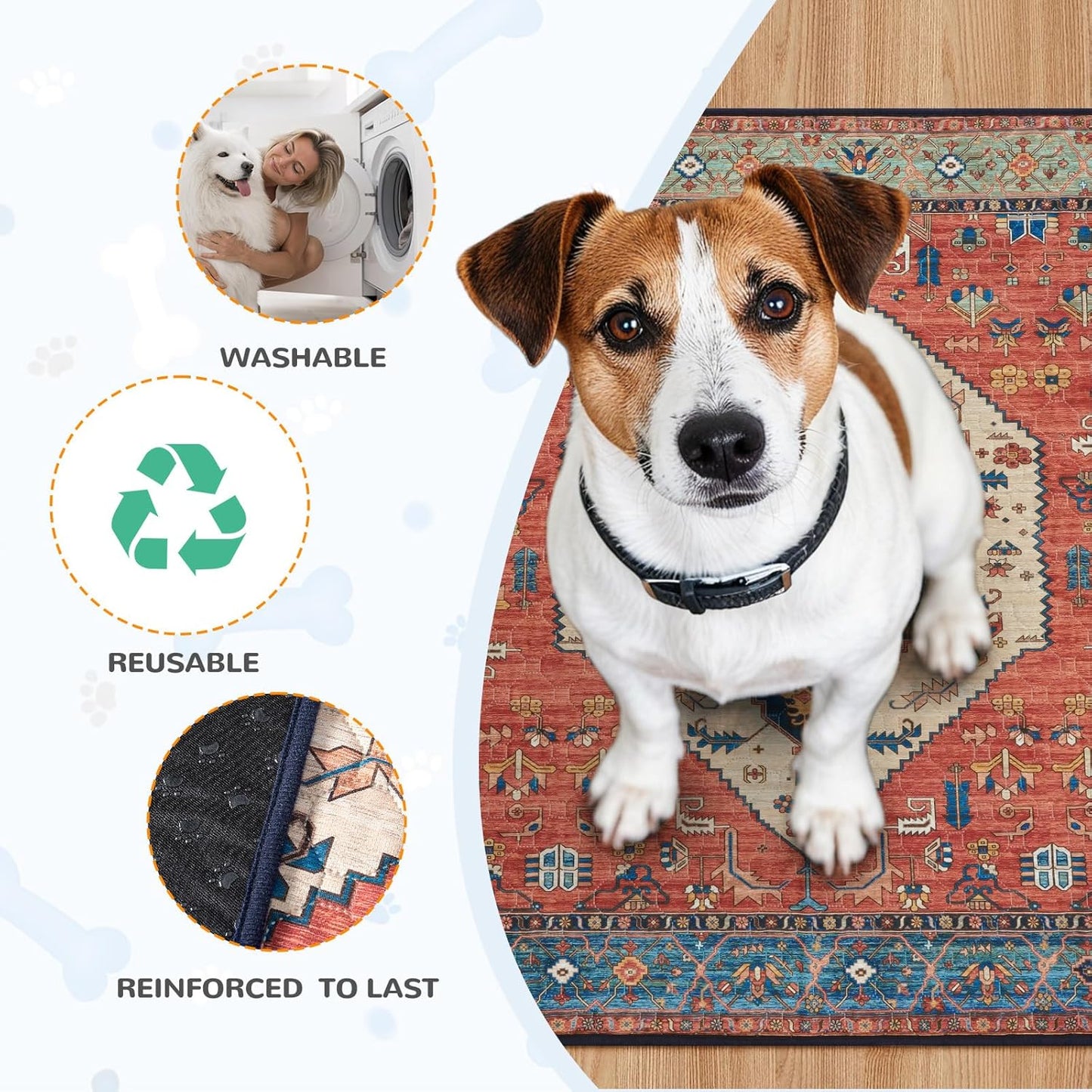 Lahome Extra-Large Washable Dog Pee Pads (72"x72") - Super Absorbent & Waterproof - Leakproof Reusable Mat for Playpens, Beds & Whelping, Convenient Cleanup,Red