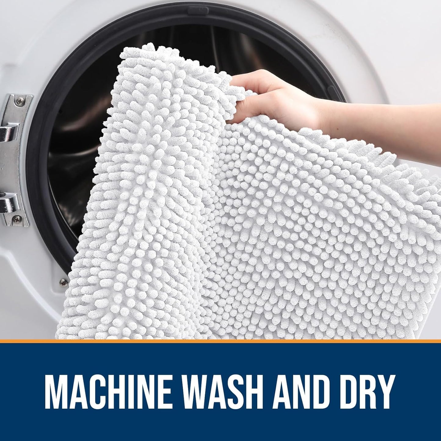 OLANLY Dog Door Mat for Muddy Paws 34x21, Absorbs Moisture and Dirt, Absorbent Non-Slip Washable Doormat, Quick Dry Chenille Mud Mat for Dogs, Entry Indoor Entryway Carpet for Inside Floor, White