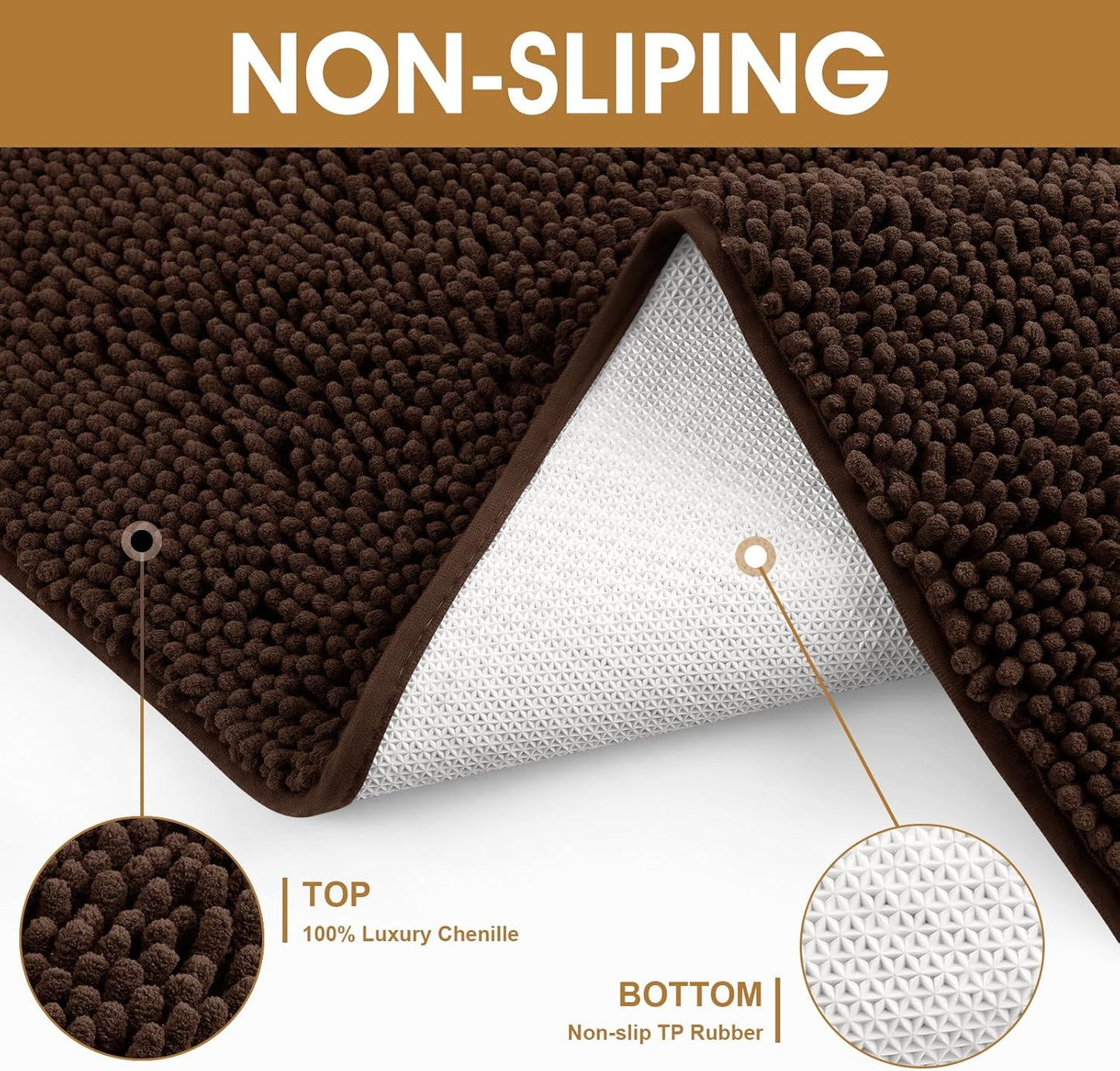 Dog Door Mats for Muddy Paws, Chenille Absorbent Dog Mats, Non Slip Heavy Mud Mat for Dogs, Soft Pet Mat for Entryway, Mud Paws, Inside Floor,48" x 38", Brown