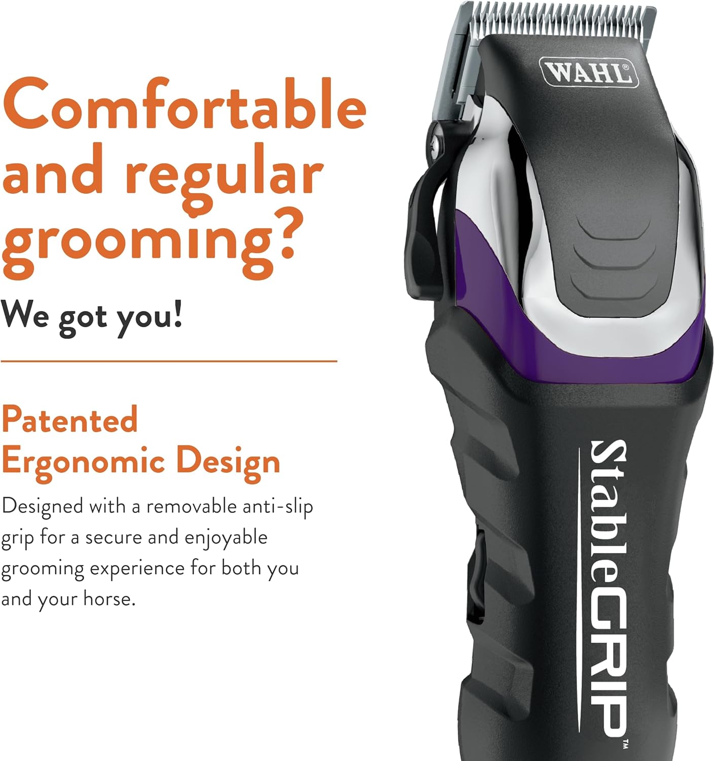 Wahl Pro Animal Stable Grip - Comprehensive Equine Grooming Kit - Light Body Clipping - Trimming Face, Ears & Fetlocks - Stable Grip Clipper - Easy-to-Adjust Cutting Lengths - Long Power Cord