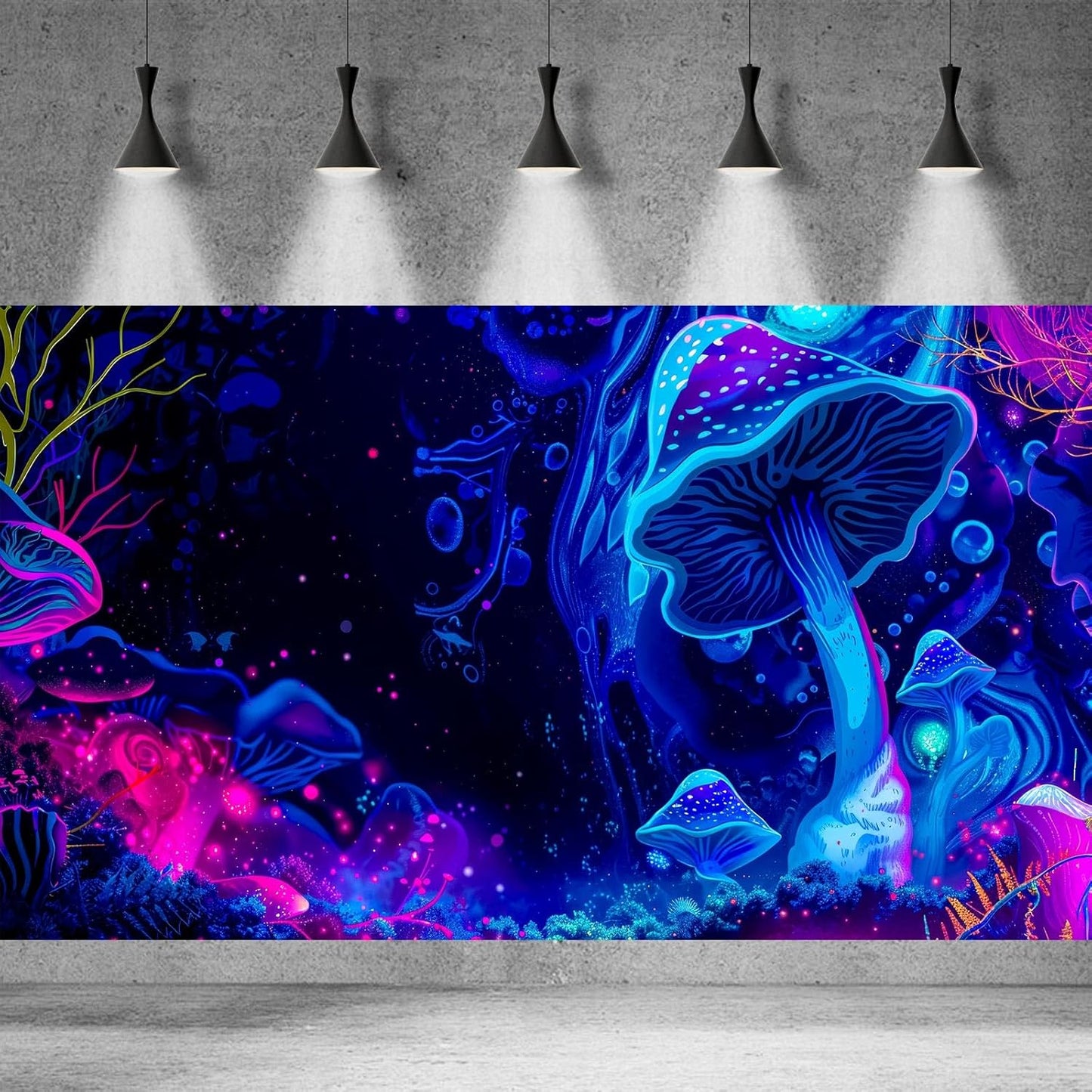 Fantasy Mushroom Forest Aquarium Background Abstract Cartoon Mushroom Reptile Tank Backgrounds Vibrant Jungle Mushrooms Theme Fish Tank Background Magic Mushrooms Reptile Enclosure Backgrounds 48x24in