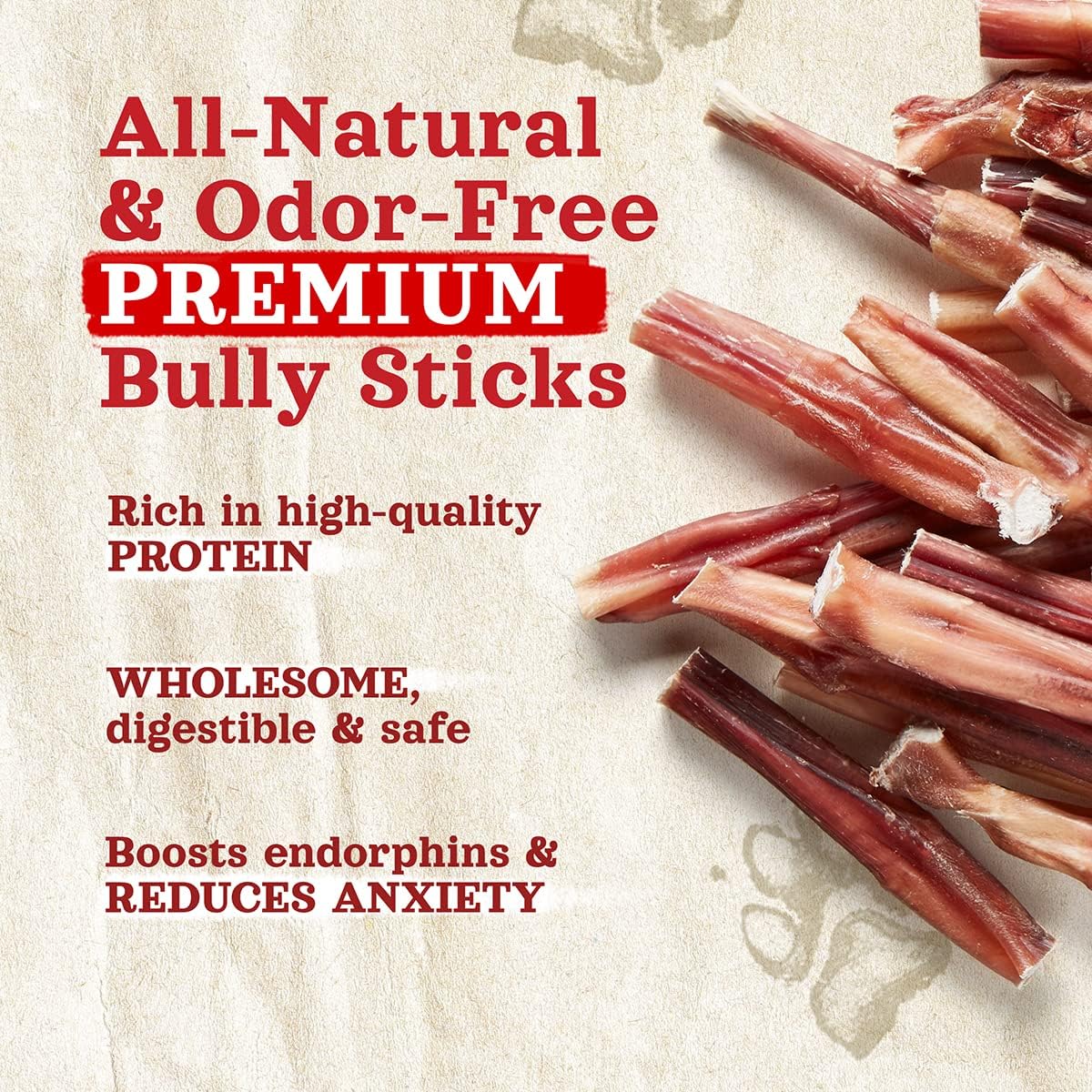 Natural Farm Odor-Free Bully Sticks (4”, 16oz) All-Natural Long-Lasting Chews, 100% Beef Pizzle, Grass-Fed, Grain-Free, Hormone-Free, Protein for Muscle Development & Energy, Perfect for Small Dogs