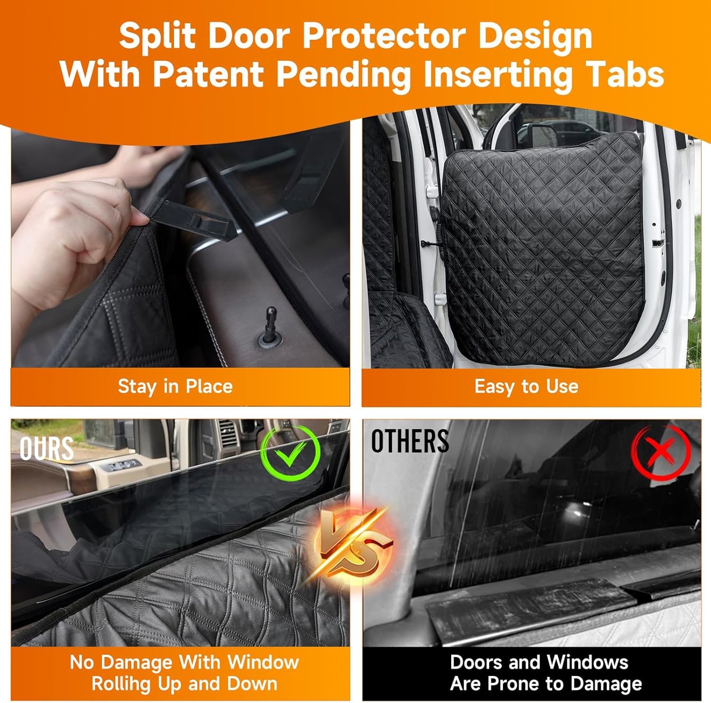 XL Dog Truck Seat Cover with Car Door Protector, for Trucks with Flip Up Rear Seats, Waterproof Full Coverage Dog Seat Cover for Full Size Crew Cab Trucks F150 F250