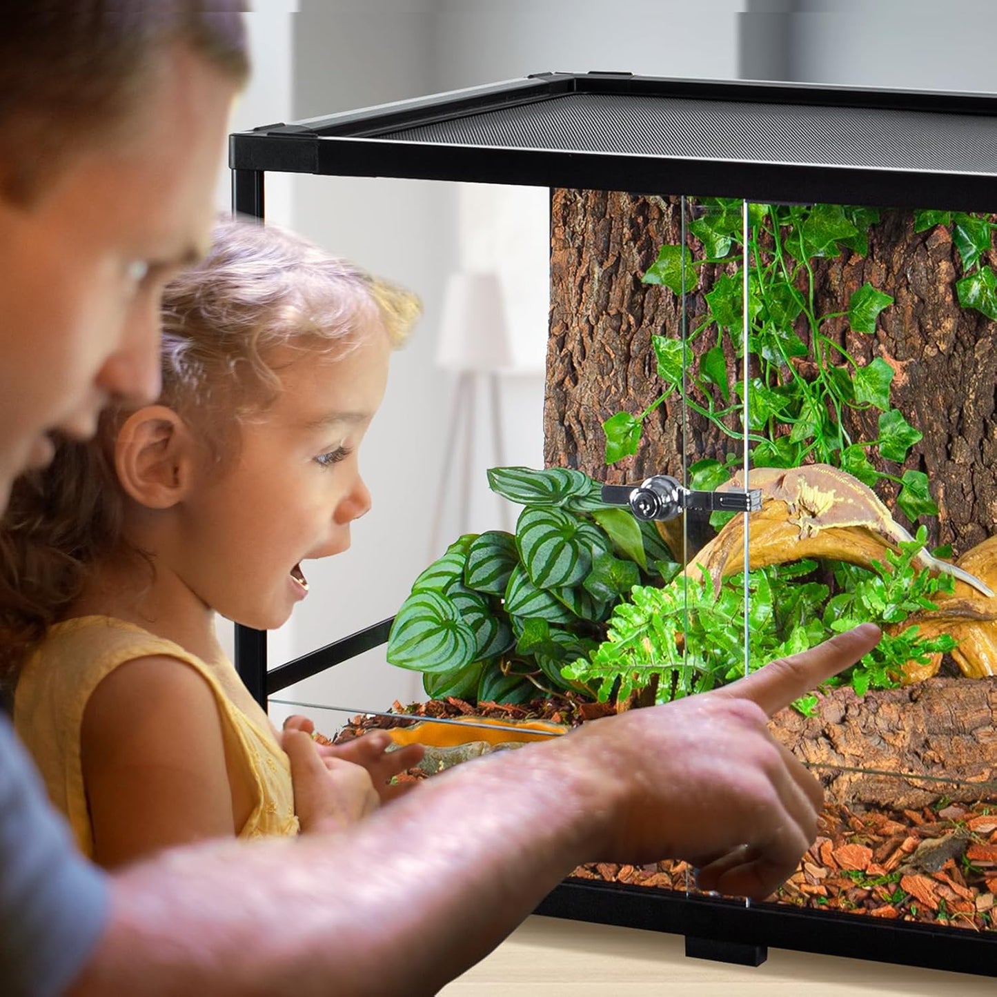 67 Gallon Reptile Tank, Glass Reptiles Terrarium 48" x 18" x 18", Sliding Door, Top Ventilation, Cable Pass, Humidify Hole, Large Reptile Cage Habitat for Bearded Dragon, Lizard, Snake, Gecko