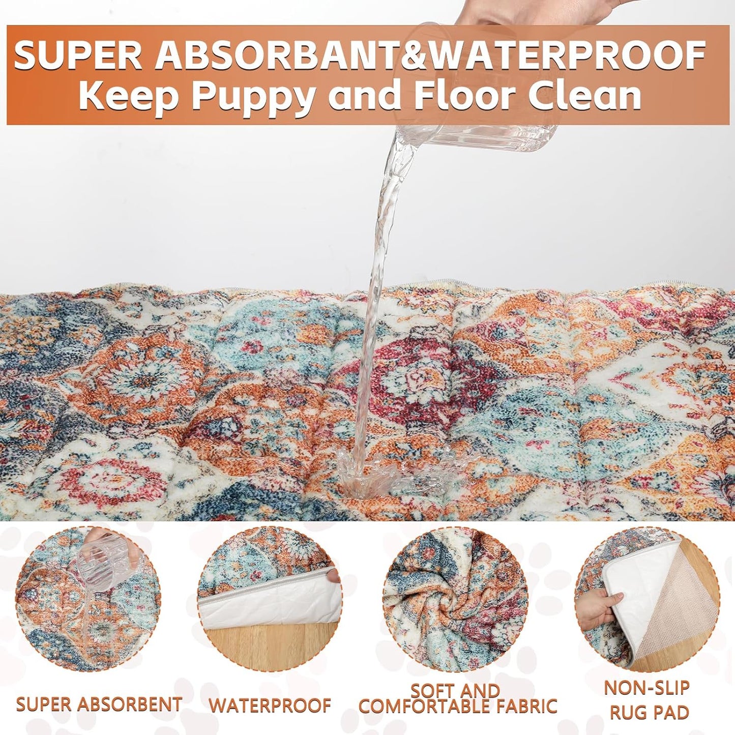 Washable Thickened Pee Pads for Dogs, 2 Pack (36"x42") Upgrade Reusable Puppy Pads with Non-Slip Rug, Super Absorbent Leakproof Puppy Training & Whelping Pads for Dogs, Doggie