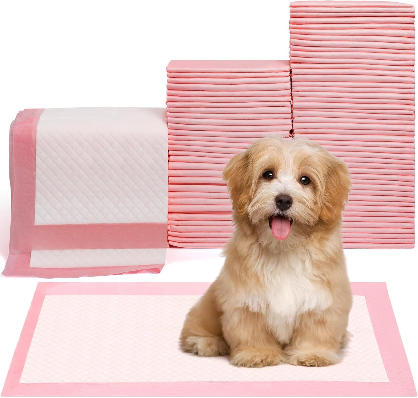 Pet Toilet Training Pads 100Count Disposable Puppy Pee Pads 18" x 13" for Dogs, Ultra Absorbent|Quick Dry|Leak-Proof Pet Potty Pads for Dog, Cat, Rabbits and Guinea Pigs (Pink)