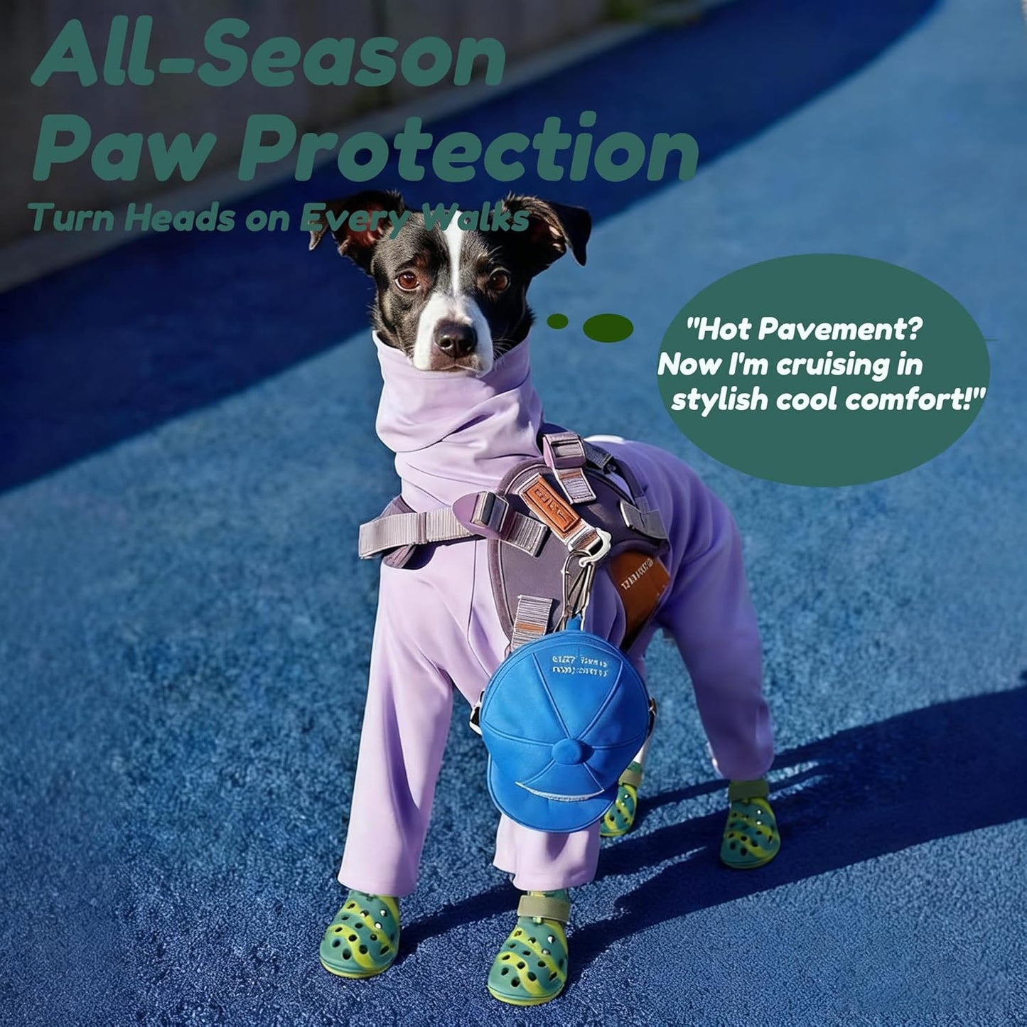 Dog Shoes for Hot Pavement and Snow, Silicone Dog Booties for Small Medium Large Dogs, Waterproof Paw Protectors- Non-Slip, Adjustable Straps, Dog Boots for Beach/Rain/Hiking (Green, M)