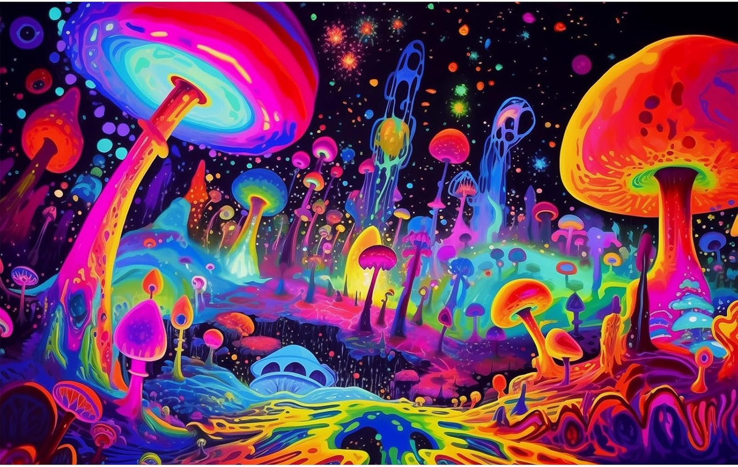 Fantasy Mushrooms Aquarium Background Abstract Mysterious Mushroom Landscape Terrarium Background Amazing Rainbow Mushrooms Theme Fish Tank Backdrop Poster Wallpaper Decorations Vinyl 72x24in