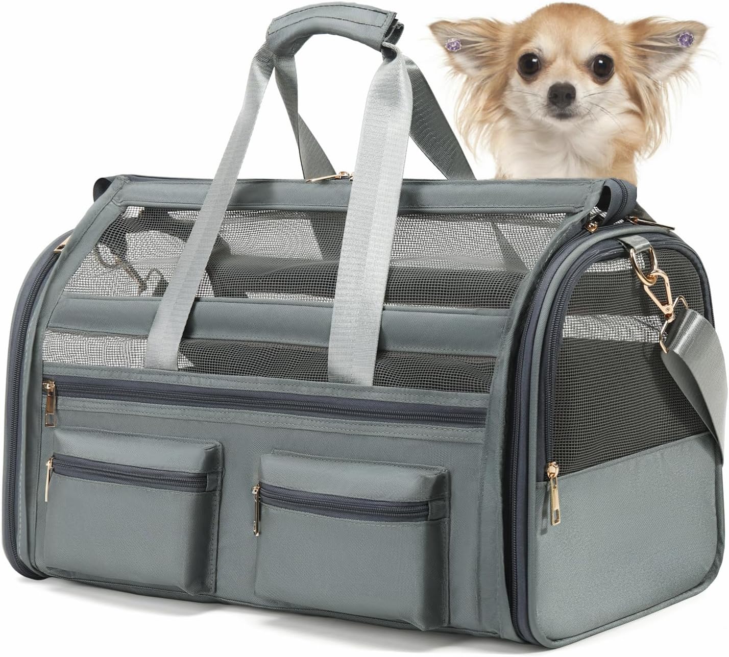 Cat Carrier Bag,Soft Sided Ventilated Pet Carrier for Small Dog Airline Approved Travel Puppy Carrier with Breathable Mesh, Foldable Portable for Outdoor Car