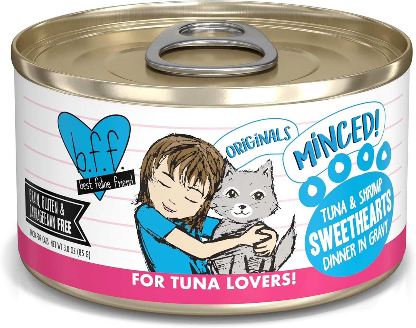 Weruva BFF Minced Natural Wet Cat Food, Tuna and Shrimp Sweethearts in Gravy, 3oz Can, Pack of 24
