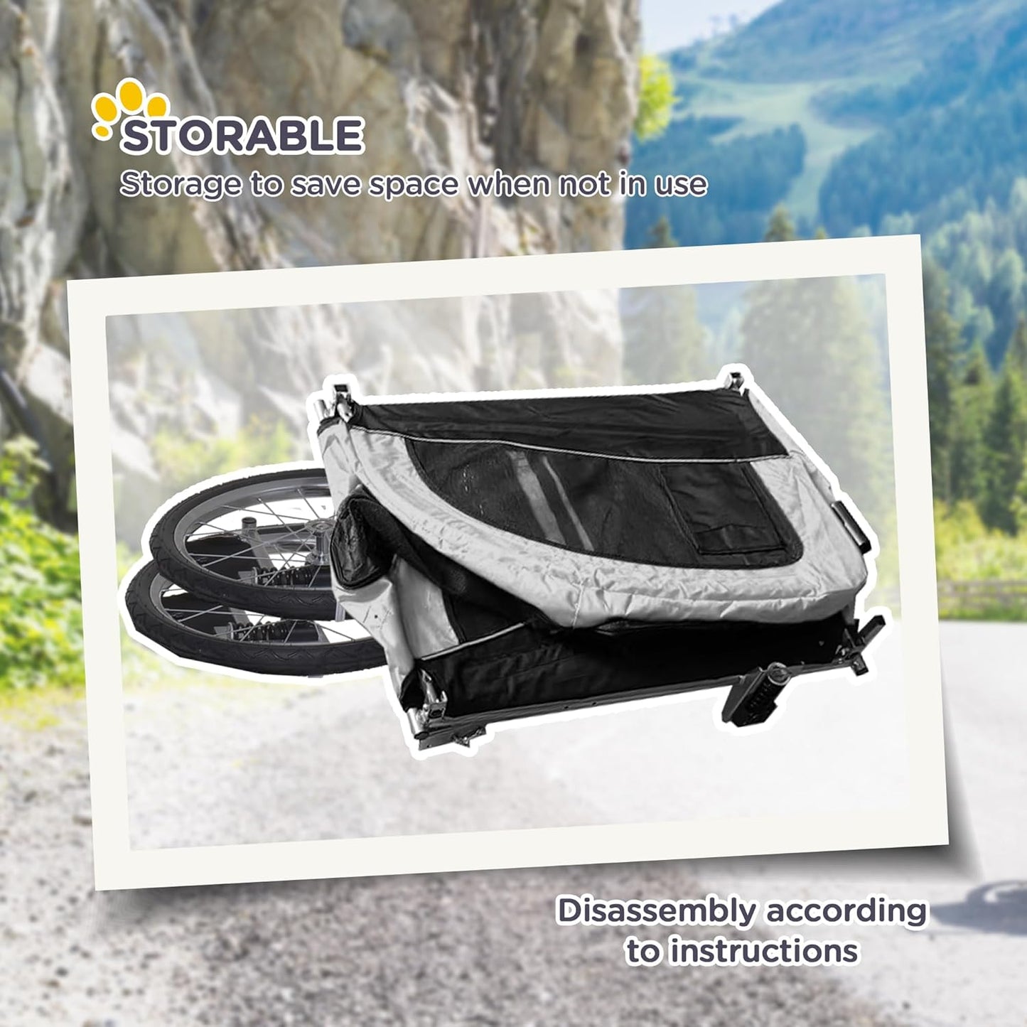 Aosom Dog Bike Trailer 2-in-1 Pet Stroller with Canopy and Storage Pockets