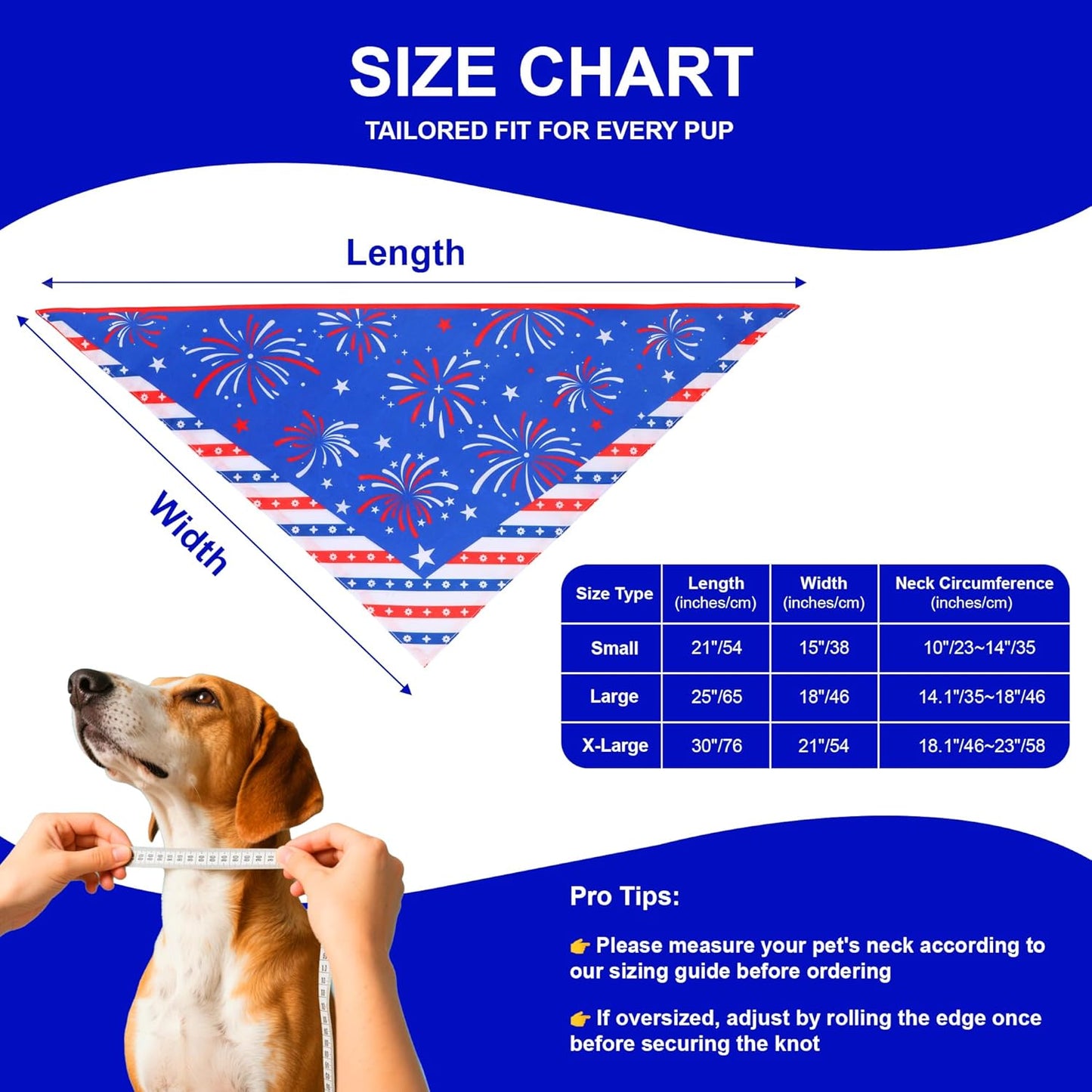 4th of July Cooling Dog Bandana 1-Pack for XLarge Dogs - Patriotic Bandanas with American Flag Design, Breathable & Quick-Dry Pet Accessories