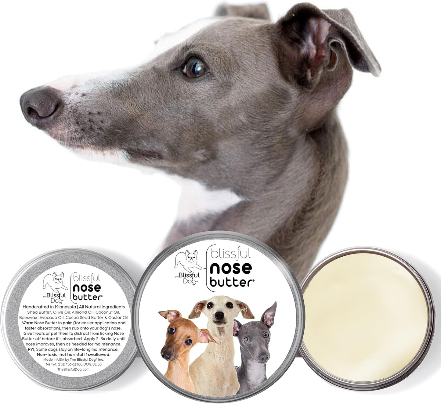 The Blissful Dog Italian Greyhound Unscented Nose Butter - Dog Nose Butter, 4 Ounce