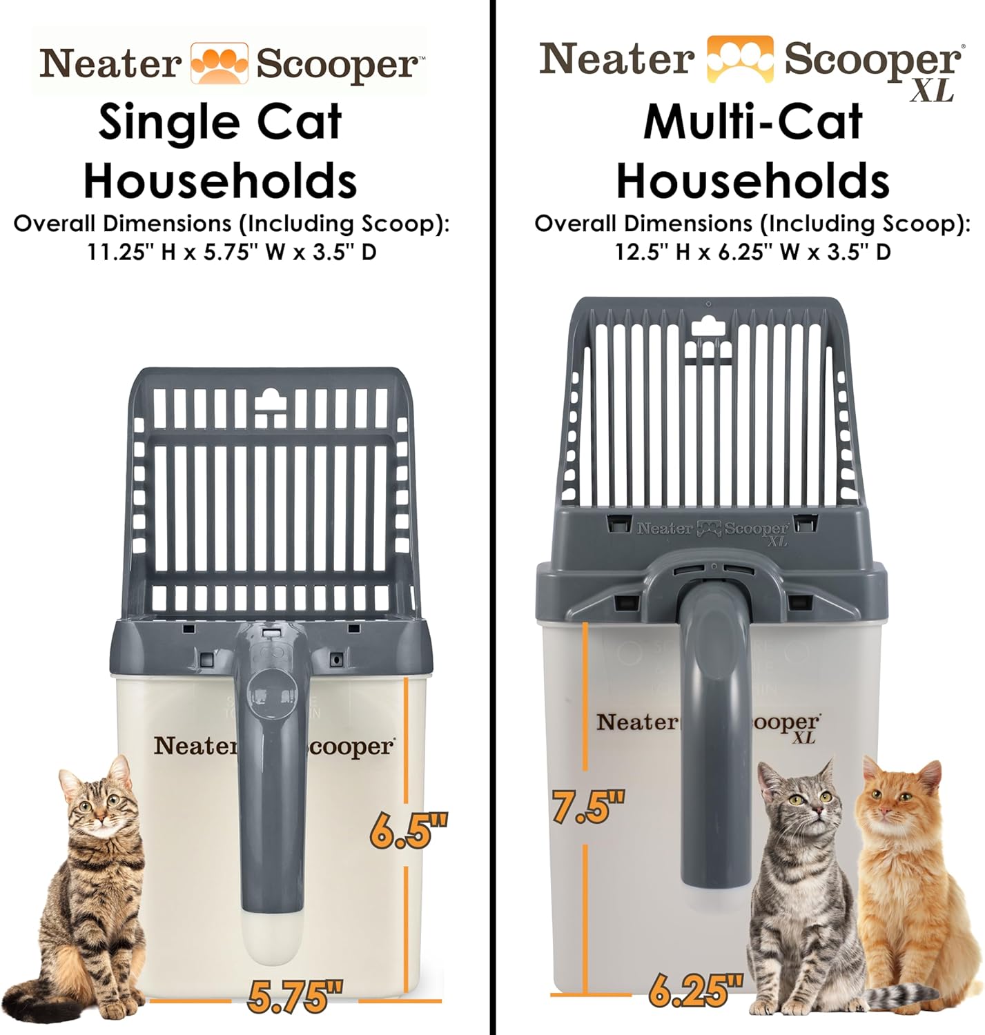 Neater Pet Brands Neater Scooper Standard Cat Litter Scoop, 15 Refill Bags – Mess-Free Cat Litter Scooper with Bag, Spill-Proof Kitty Box Sifter, Bin Doubles as Scoop Holder, For Single-Cat Households