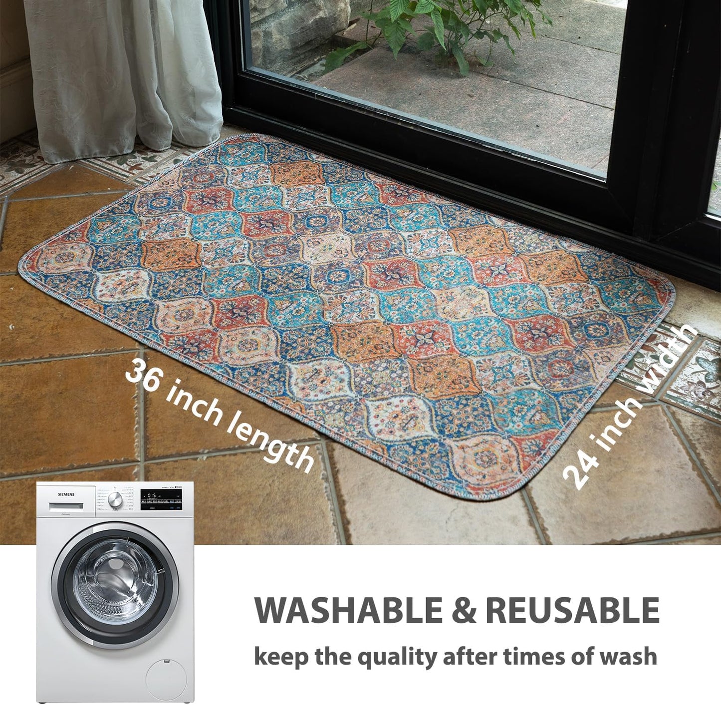 nunubaby Washable Pee Pads for Dogs, Stylish, Non-Slip and Leak-Proof Pee Pads. Reusable Potty Pads for Dogs for Crates and Floors.(Cream/Multi, 24" x36" )