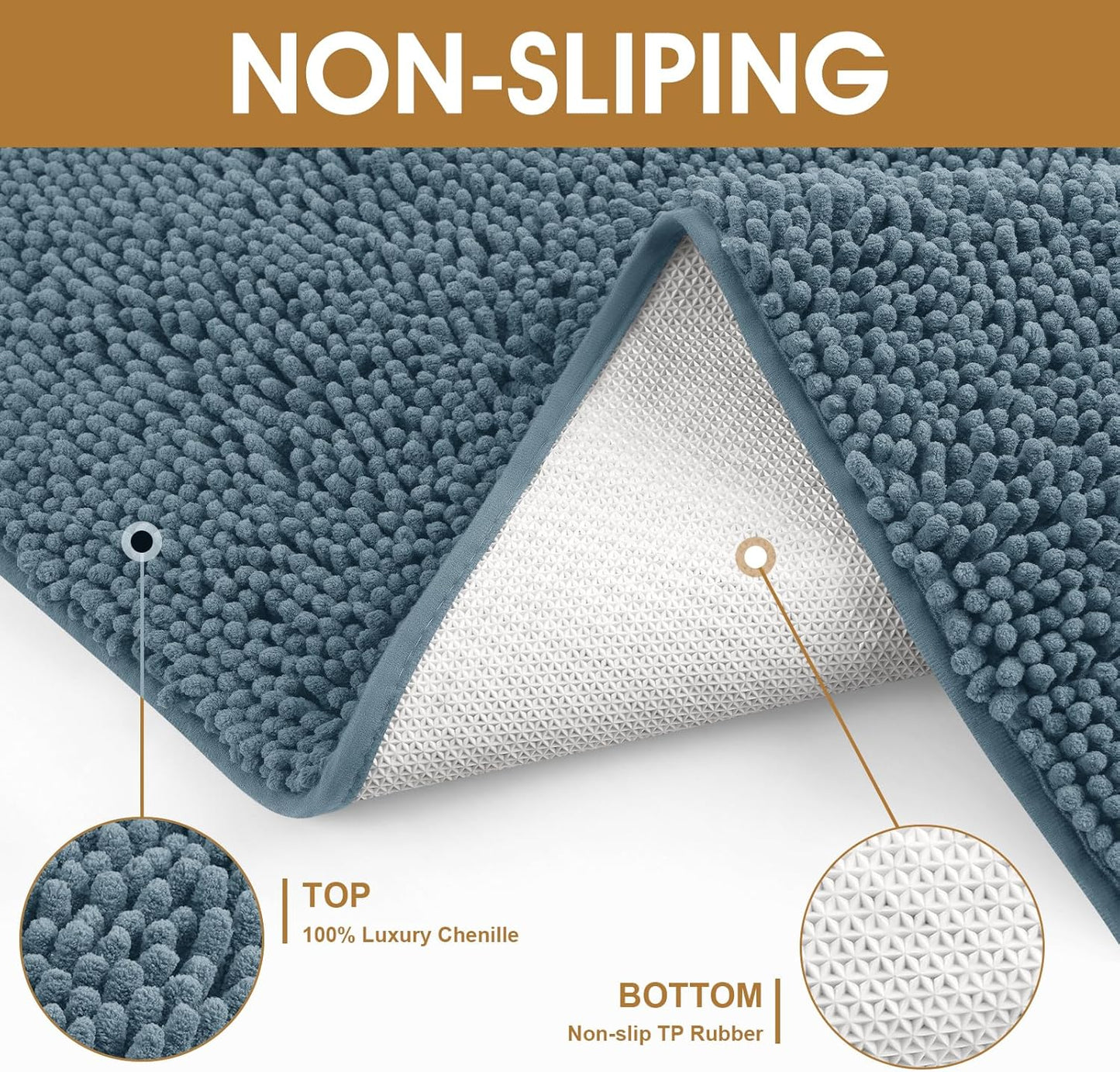 Dog Door Mats for Muddy Paws, Chenille Absorbent Dog Mats, Non Slip Heavy Mud Mat for Dogs, Soft Pet Mat for Entryway, Mud Paws, Inside Floor,48" x 38", Dusty Blue