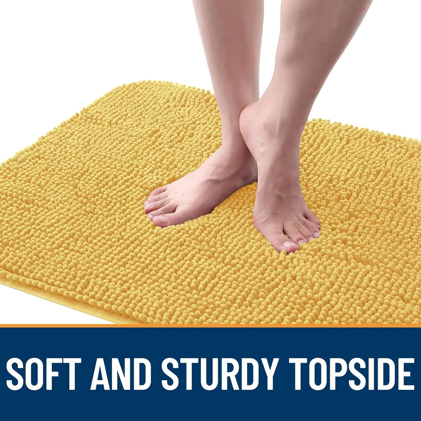 OLANLY Dog Door Mat for Muddy Paws 48x30, Absorbs Moisture and Dirt, Absorbent Non-Slip Washable Doormat, Quick Dry Chenille Mud Mat for Dogs, Entry Indoor Entryway Carpet for Inside Floor, Yellow