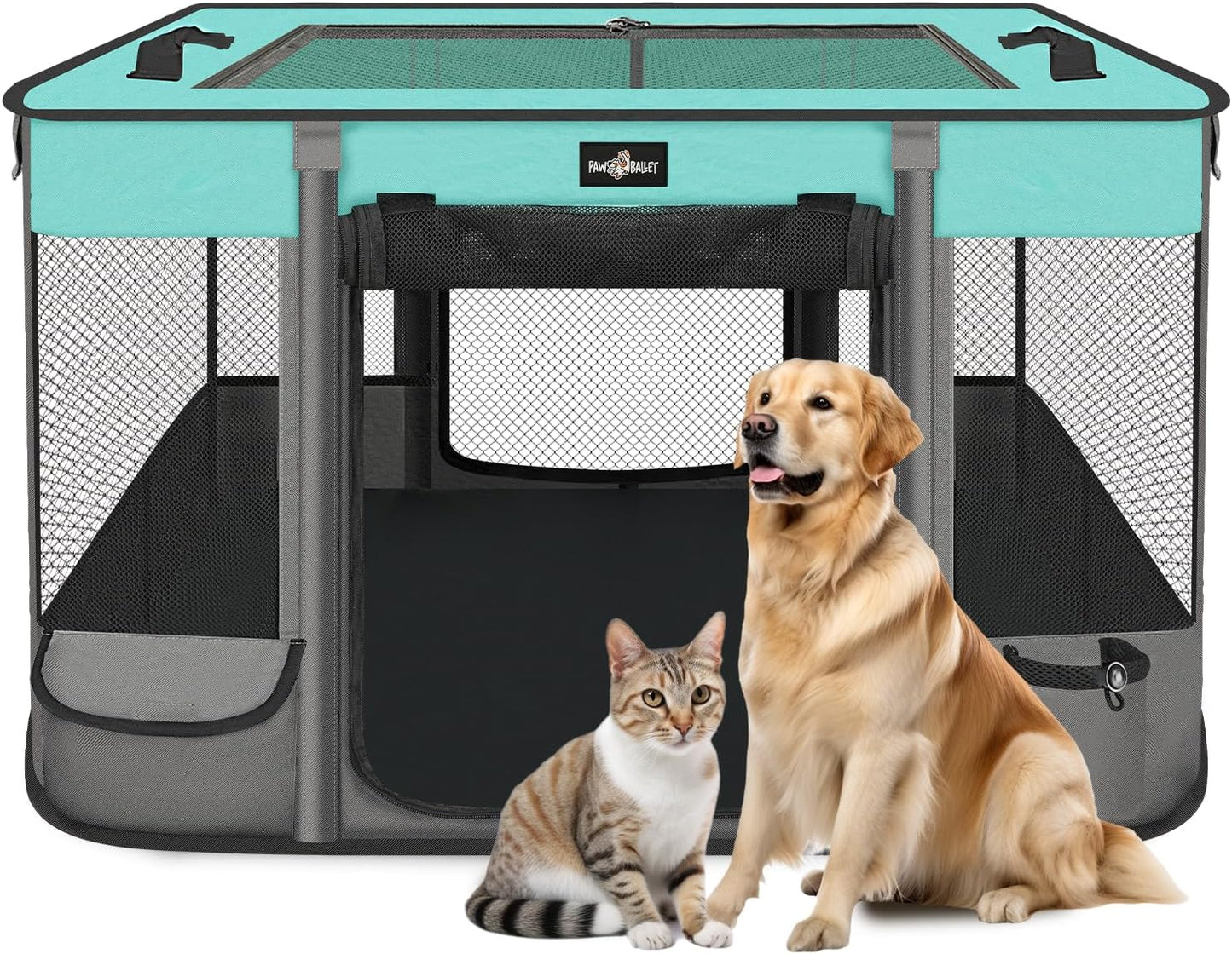 Pet Playpen, Foldable Waterproof Puppy Tent, Portable Cat Playpen, Dog Kennel, Breathable Mesh Crate, Play Pen with Carrying Case, Kitten Pennel, Indoor OutdoorTravel Camping for Small Animal.