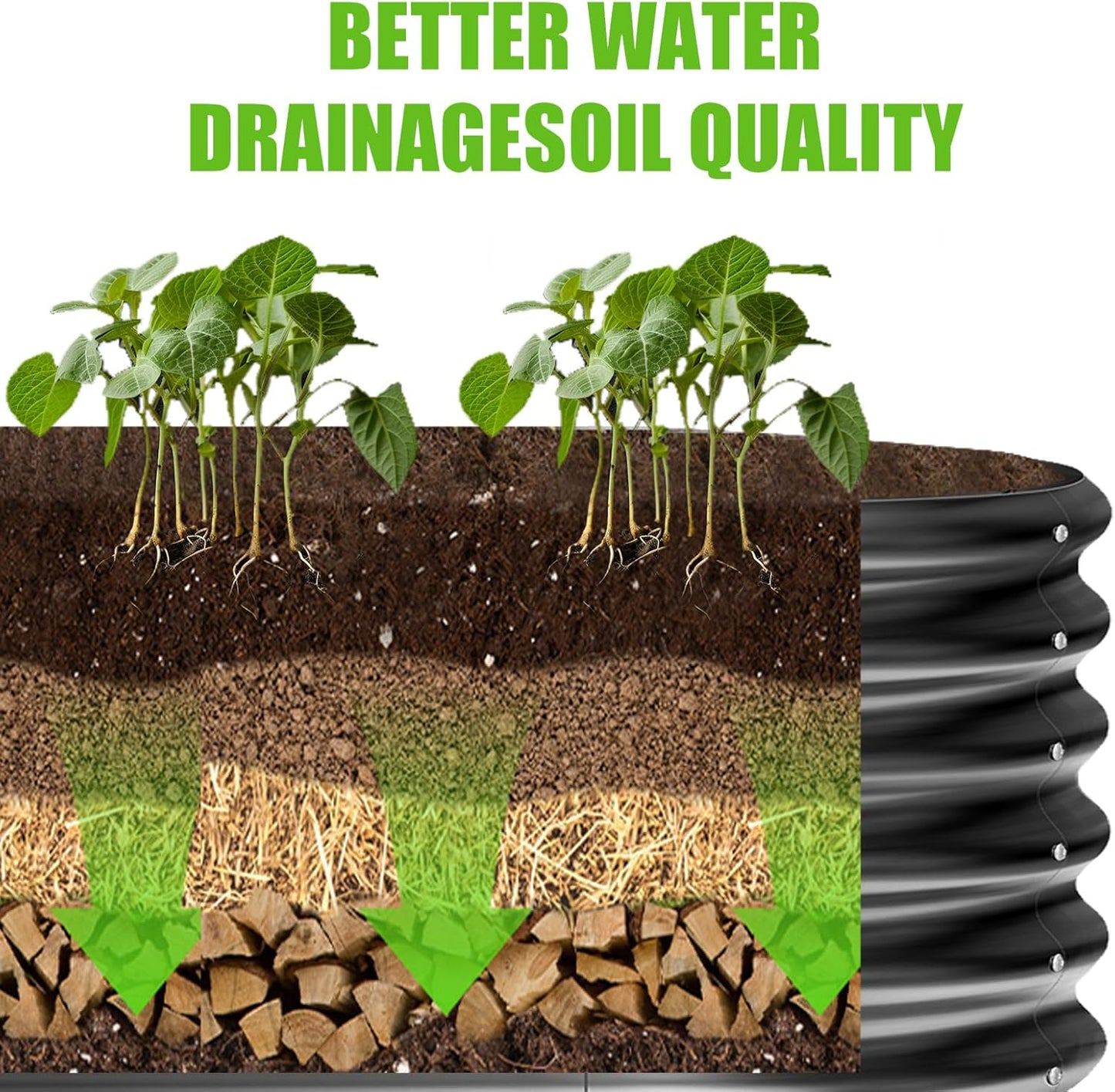 Land Guard 8×2×1.5ft Galvanized Raised Garden Bed Kit, Raised Garden Boxes Outdoor, Oval Metal Raised Garden Beds for Vegetables, Gray