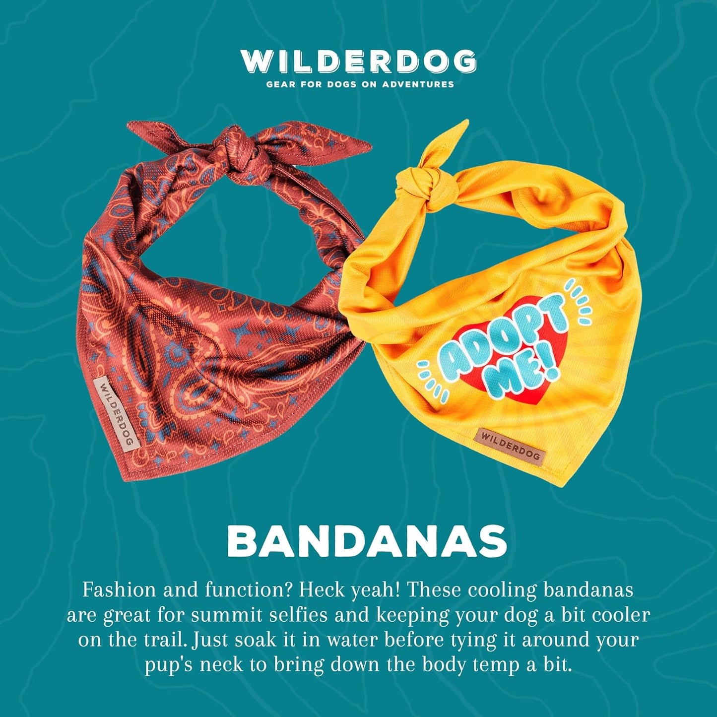 Wilderdog Dog Bandana with Lightweight Quick Drying Poly-Blend Mesh Material in Camp