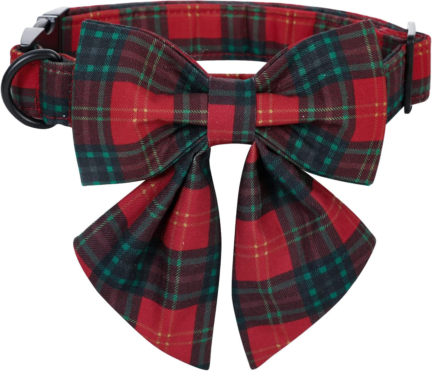 Lionet Paws Christmas Dog Collar with Sailor Bow, Bowtie for Dogs, Adjustable Comfortable Dog Collar Girl, L, Neck 16-24 in