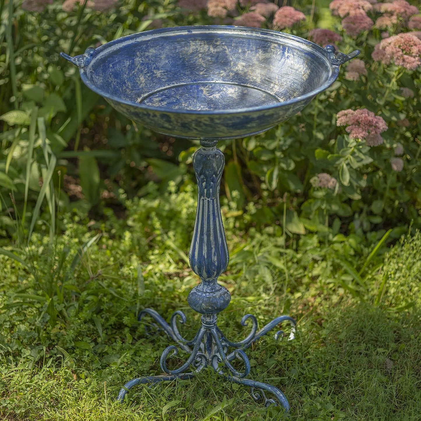 Zaer Ltd. Pedestal Style Birdbath (Blue)