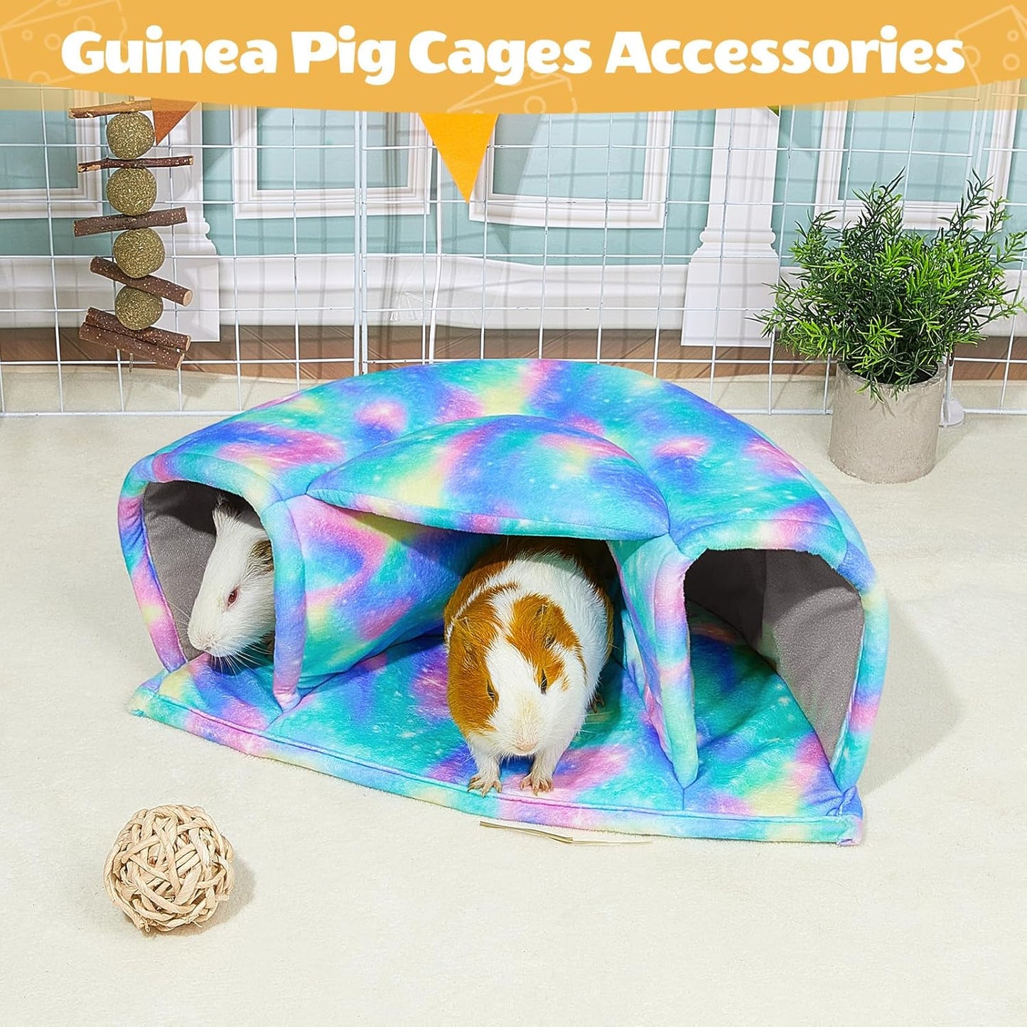 Unicorn Catcher Guinea Pig Hideout Large Guinea Pig Bed Cozy Guinea Pig House Warm Guinea Pig Tunnel Washable Guinea Pig Accessories for Small Pet Hamster/Chinchilla/Bunny