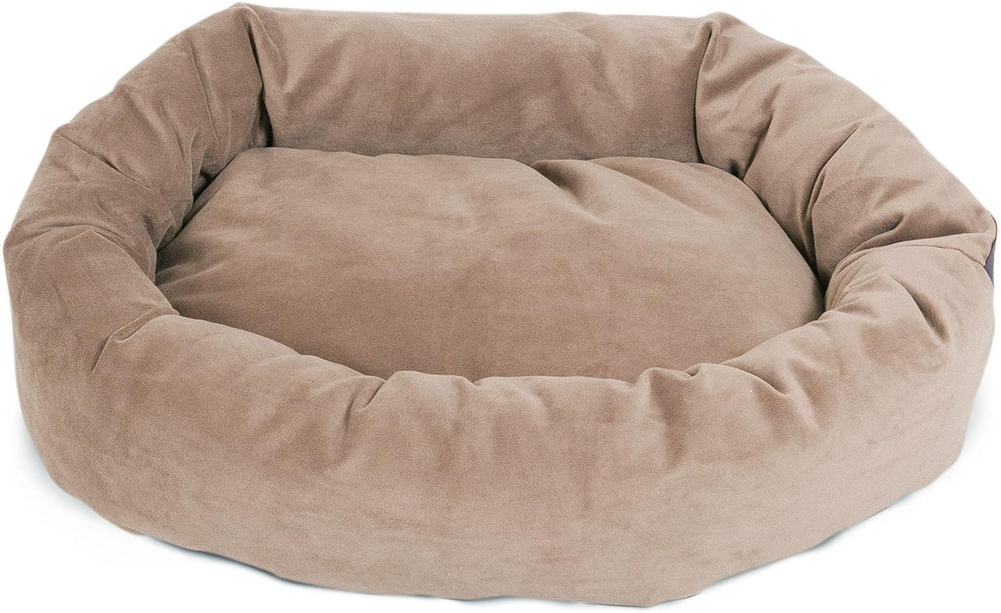 Majestic Pet 32 Inch Suede Calming Dog Bed Washable 32x23x7 (Inch) – Cozy Soft Round Donut Dog Bed with Spine Support for Dogs to Rest Their Head -Pet Bed Medium – Stone