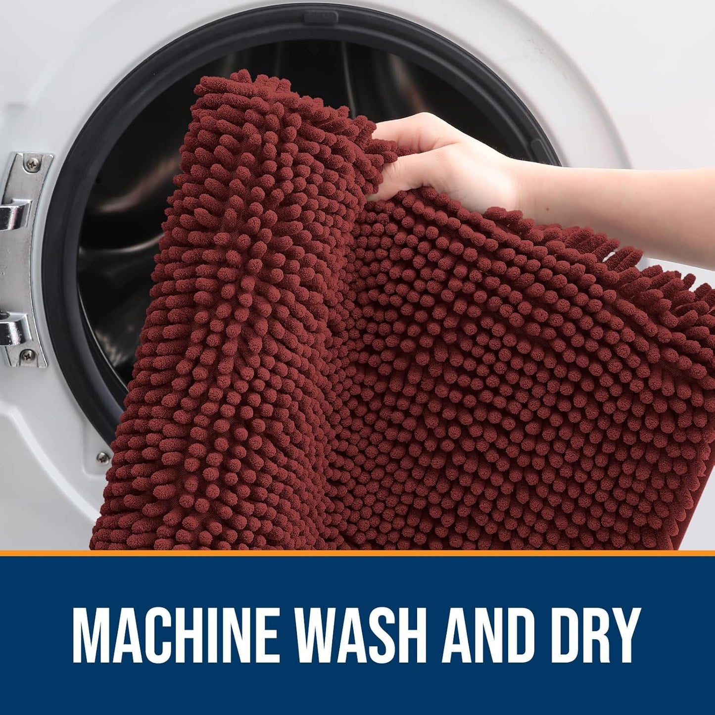 OLANLY Dog Door Mat for Muddy Paws 44x24, Absorbs Moisture and Dirt, Absorbent Non-Slip Washable Doormat, Quick Dry Chenille Mud Mat, Entry Indoor Entryway Carpet for Inside Floor, Caramel Russet