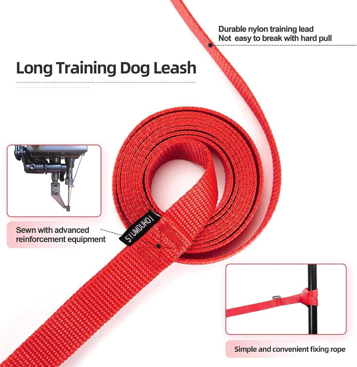 Dog/Puppy Obedience Recall Training Agility Lead - 15ft 20ft 30ft 40ft 50ft Training Leash - Great for Play, Camping, or Backyard - Red 15ft (15Feet, Red)