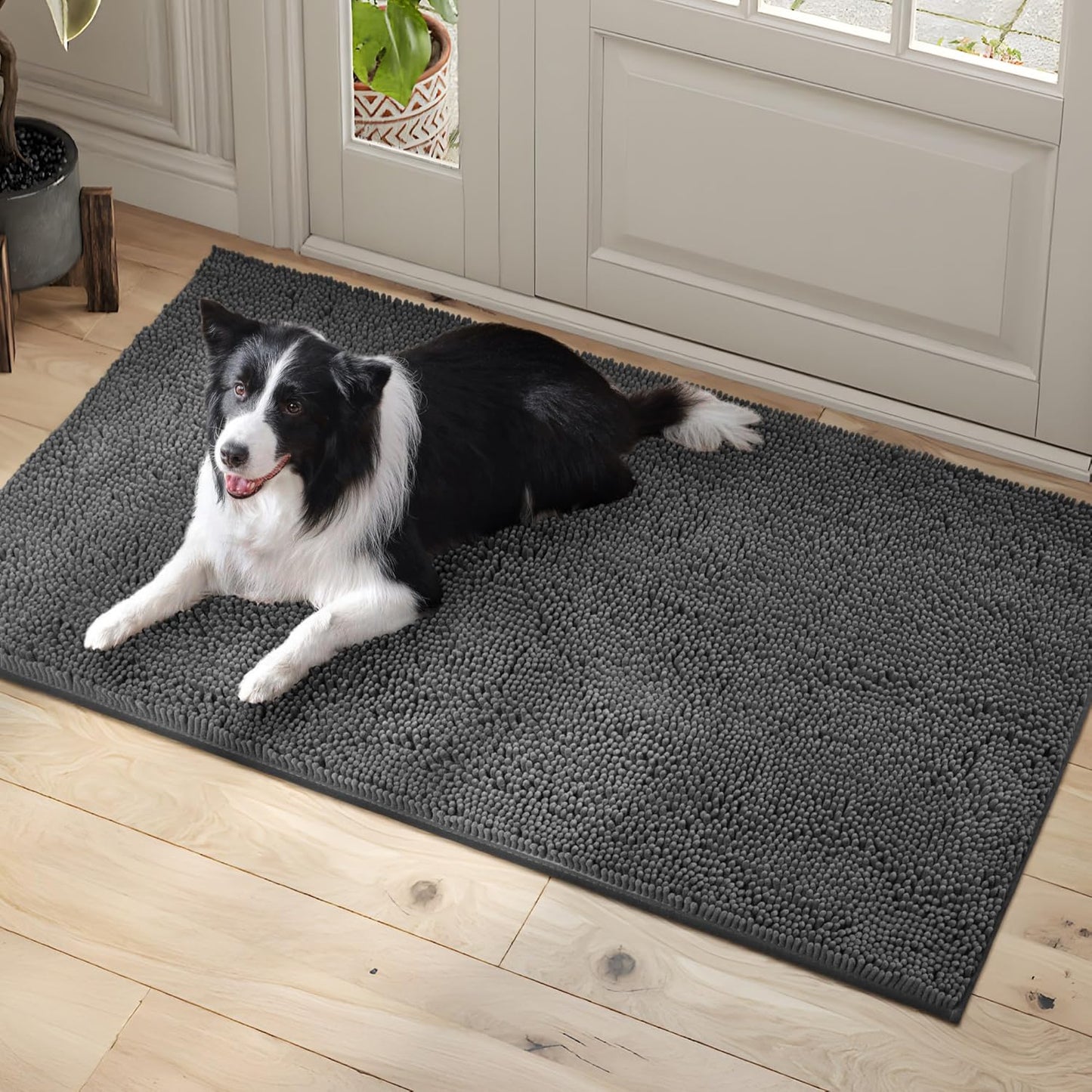 Dog Door Mat Indoor Entrance, 72" x 36" Absorbent Quick-Drying Mud Mat for Dogs, Non-Slip Door Rugs for Entryway Indoor Washable, Soft Chenille Dog Mat for Muddy Paws