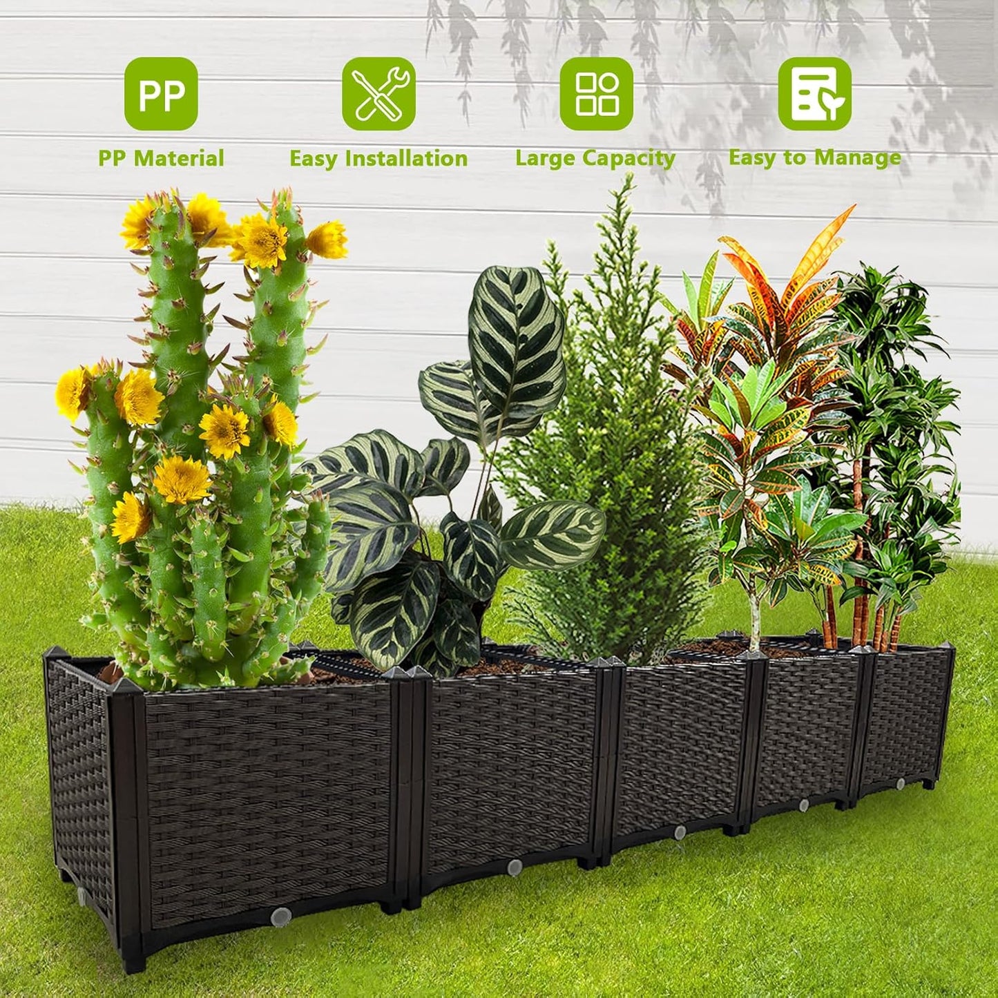 Large Planters for Outdoor Plants pots Elevated Garden Boxes Raised Garden Bed Garden Patio Balcony Deck to Planting Flowers Vegetables Tomato and Herbs